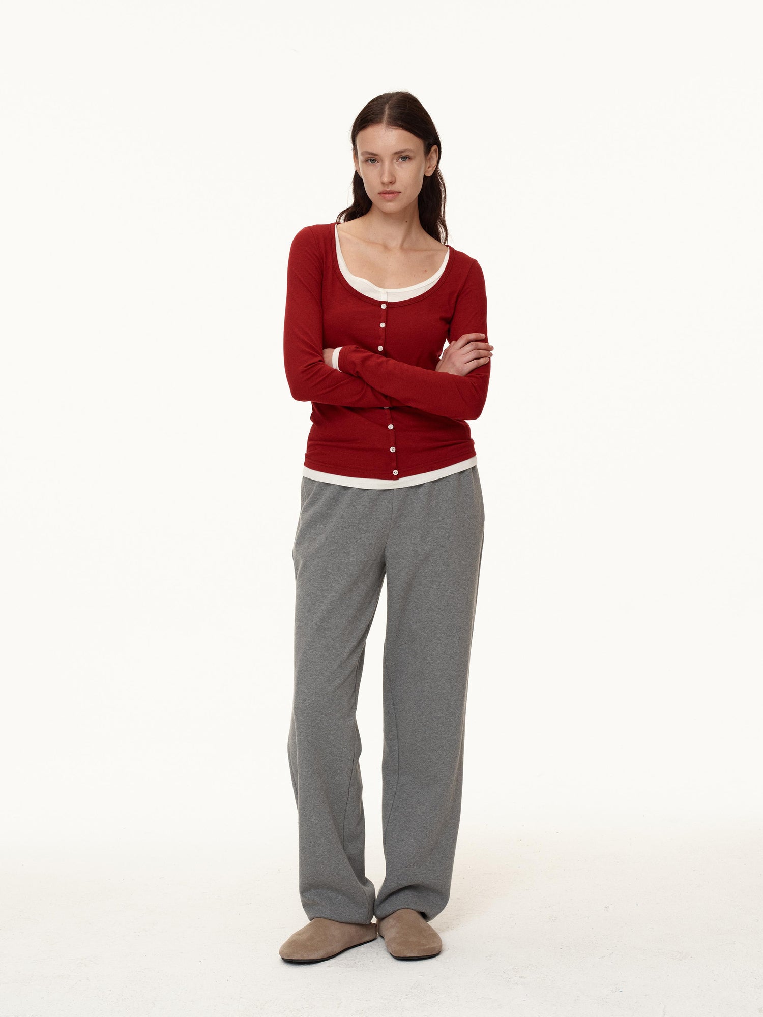 Northbutsouth Adjustable Cuff Jogger Pants Soft Cotton Casual Sweatpants In Grey Beige