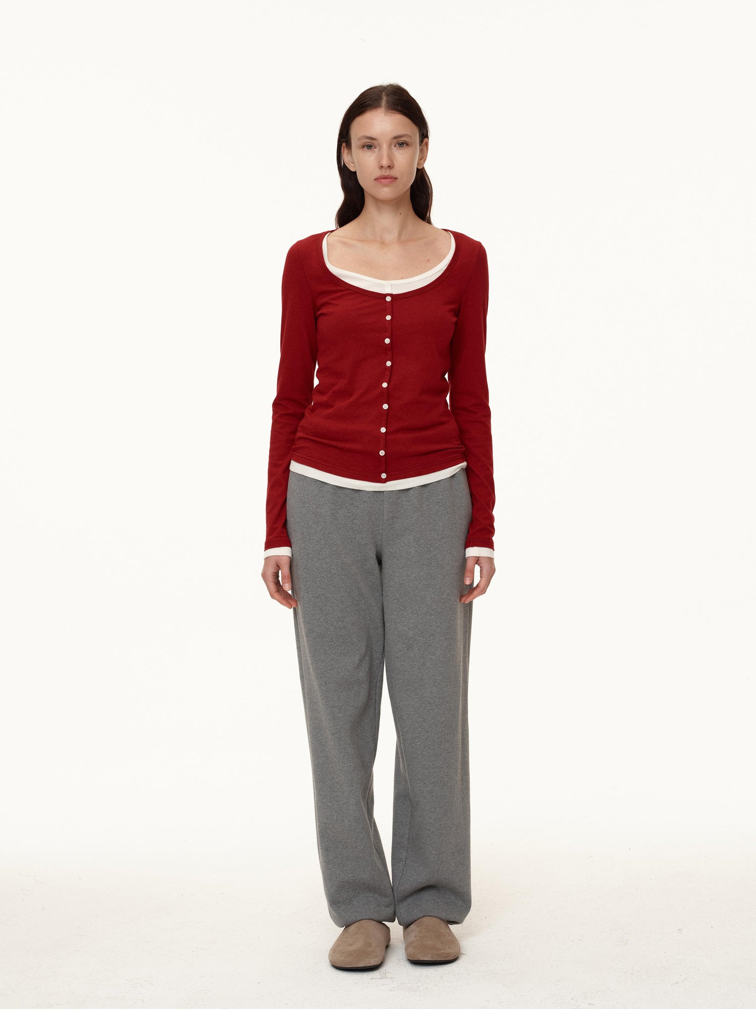 Northbutsouth Adjustable Cuff Jogger Pants Soft Cotton Casual Sweatpants In Grey Beige