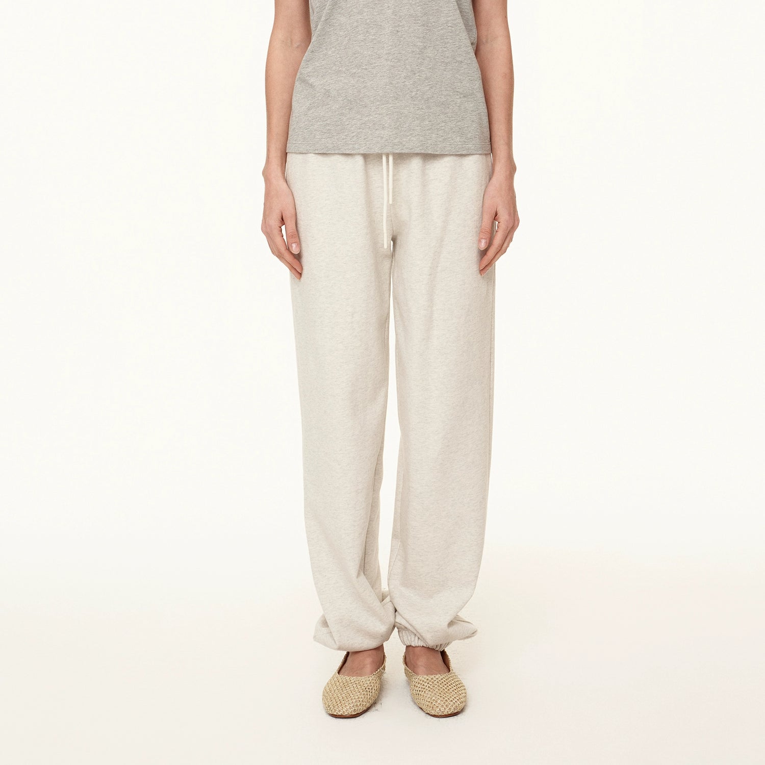 Northbutsouth Adjustable Cuff Jogger Pants Soft Cotton Casual Sweatpants In Grey Beige MISSTT