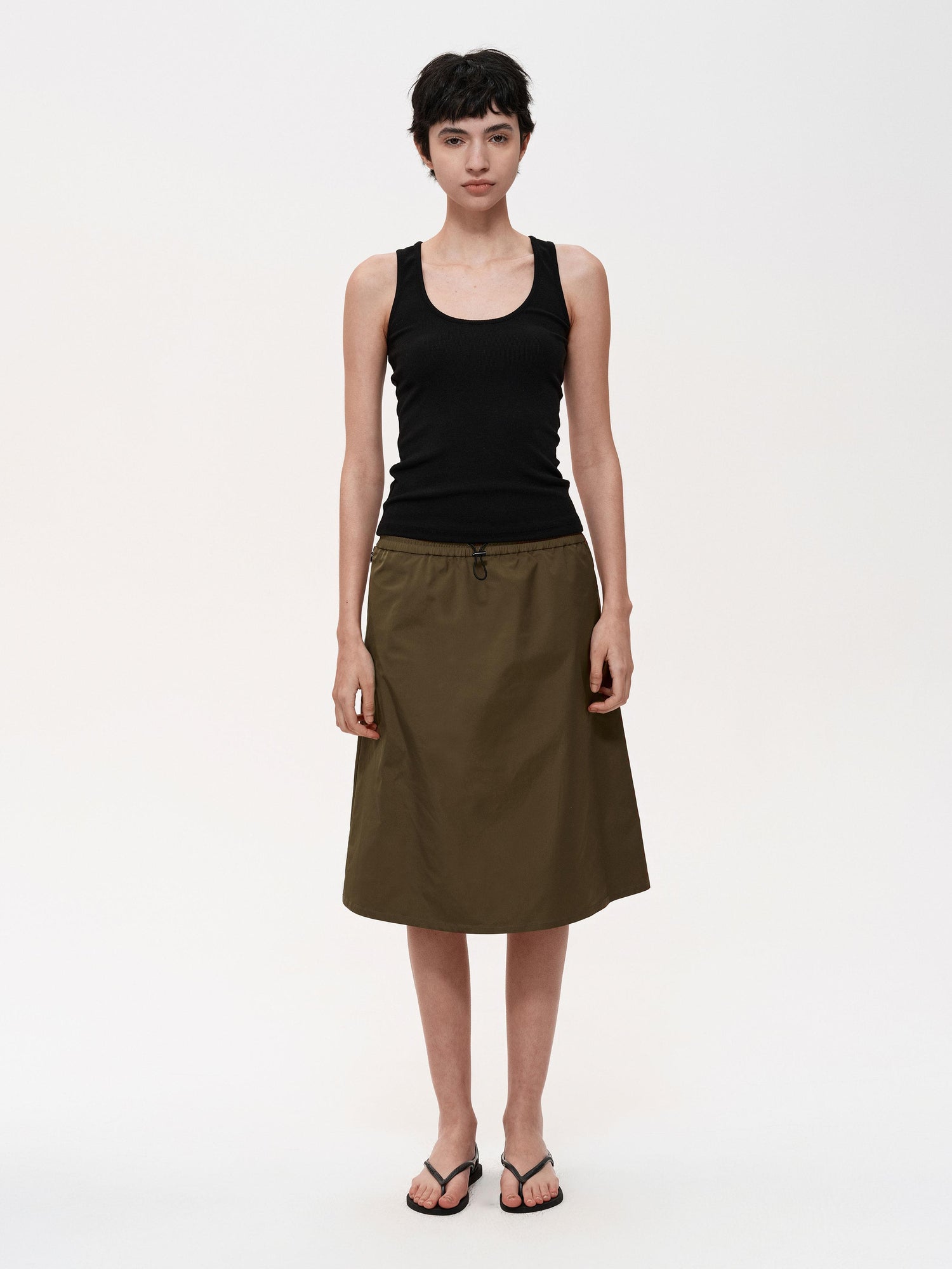 Northbutsouth Adjustable Drawstring A Line Skirt