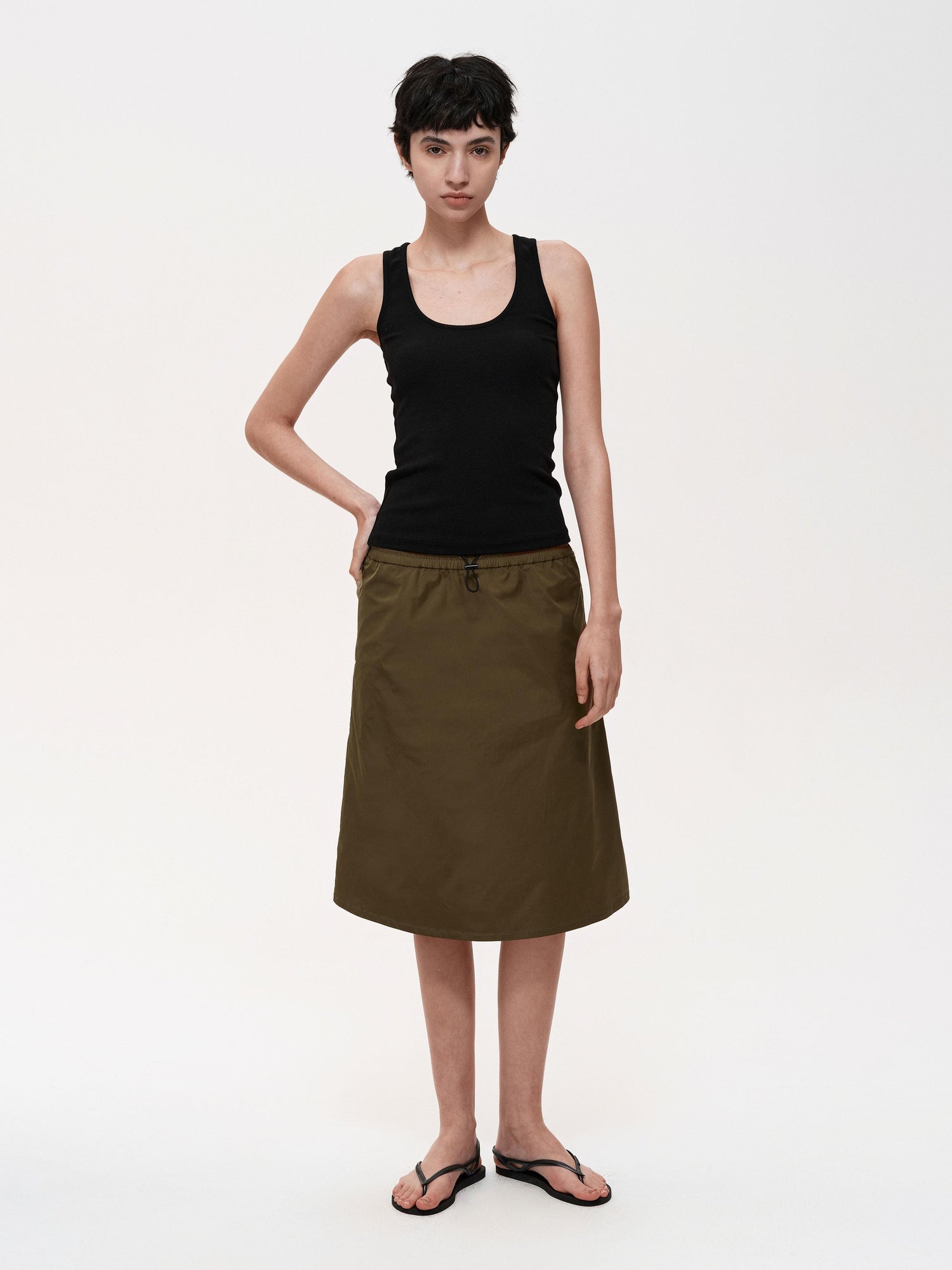 Northbutsouth Adjustable Drawstring A Line Skirt