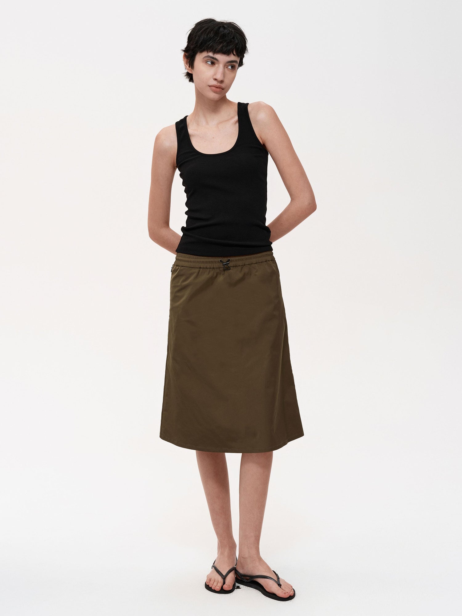 Northbutsouth Adjustable Drawstring A Line Skirt