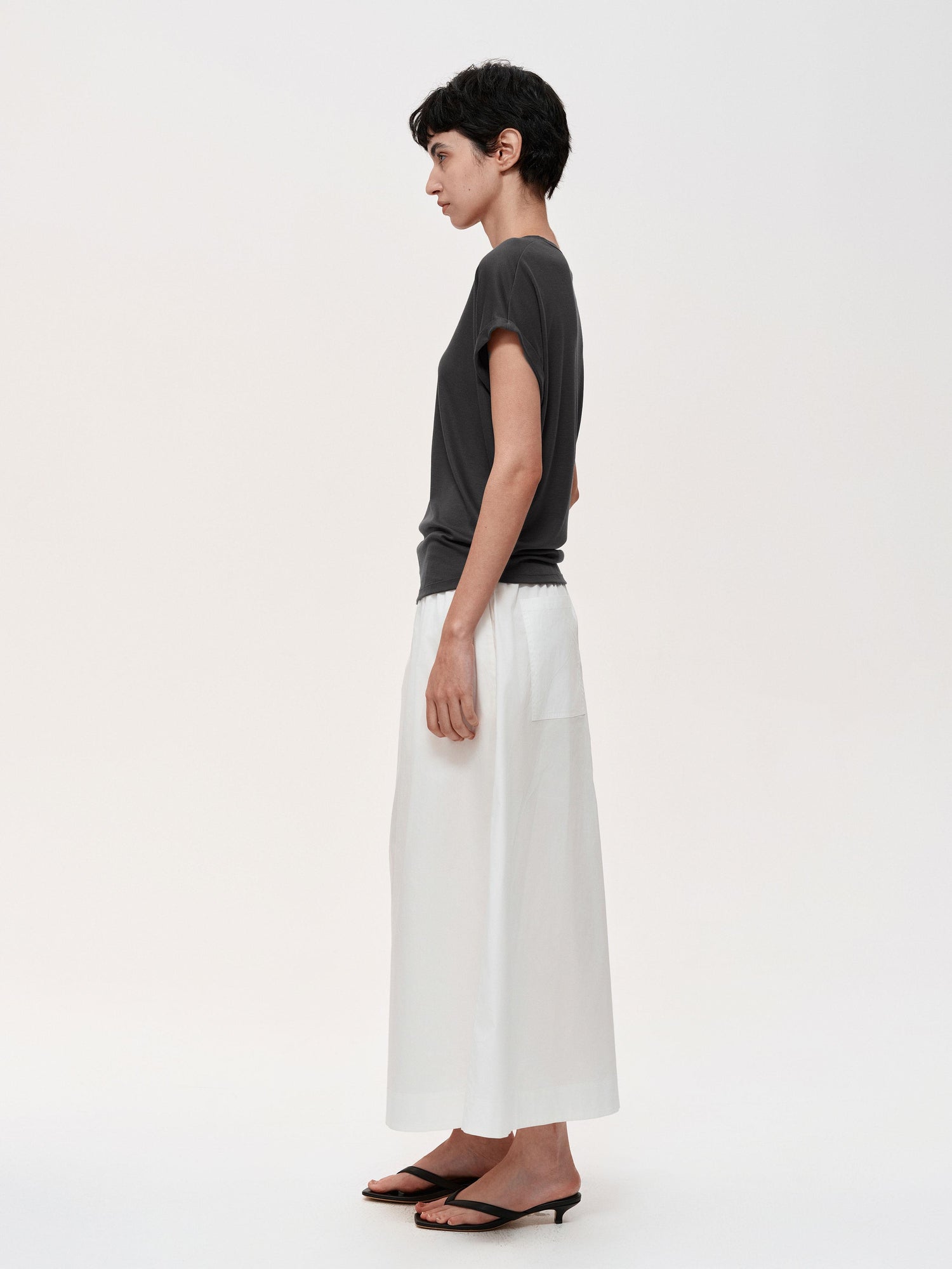 Northbutsouth Adjustable Waist Wide Leg Cropped Trousers