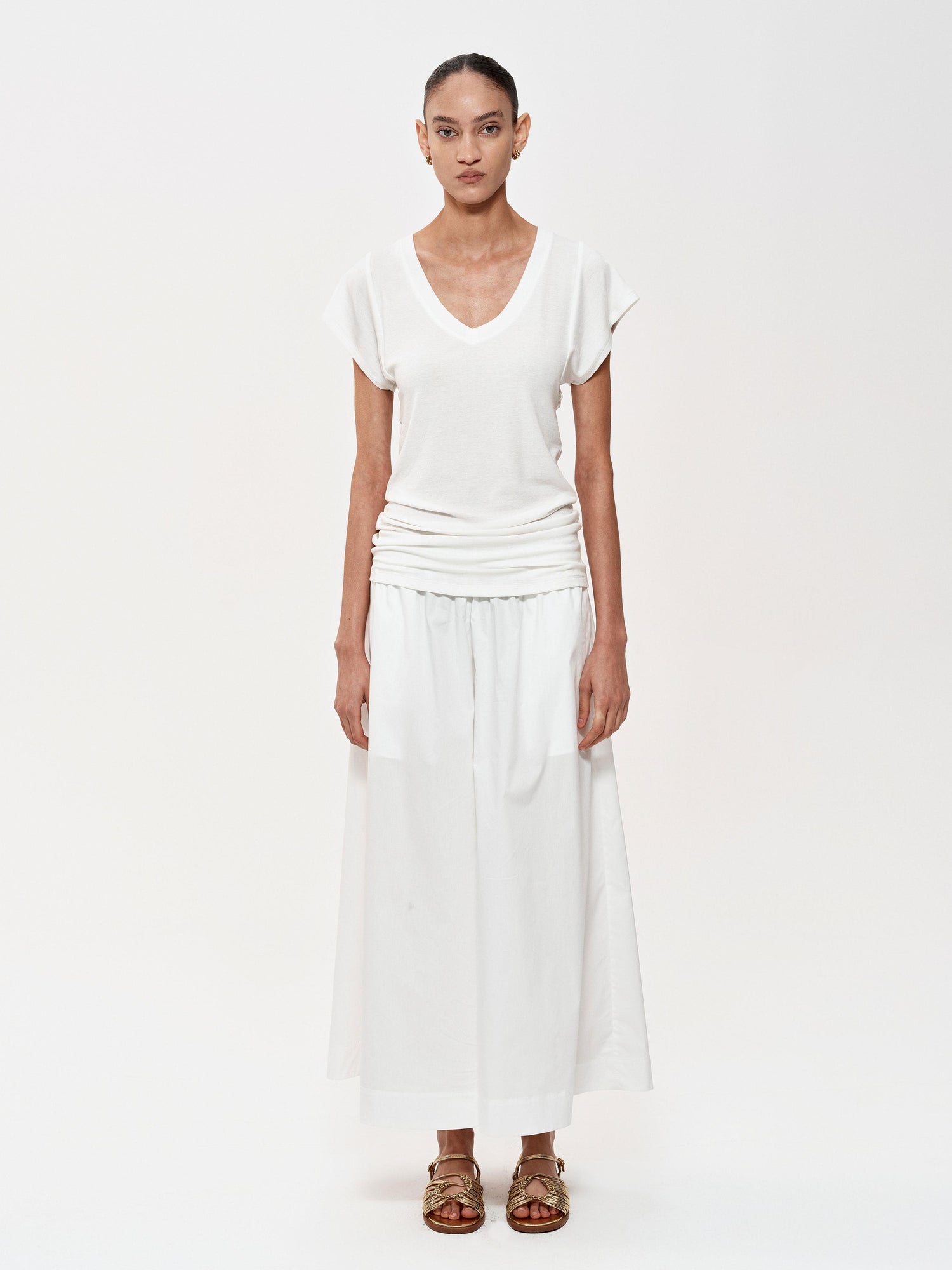 Northbutsouth Adjustable Waist Wide Leg Cropped Trousers