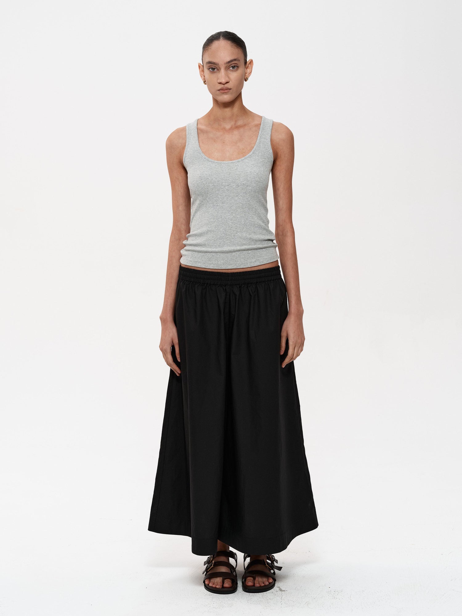 Northbutsouth Adjustable Waist Wide Leg Cropped Trousers
