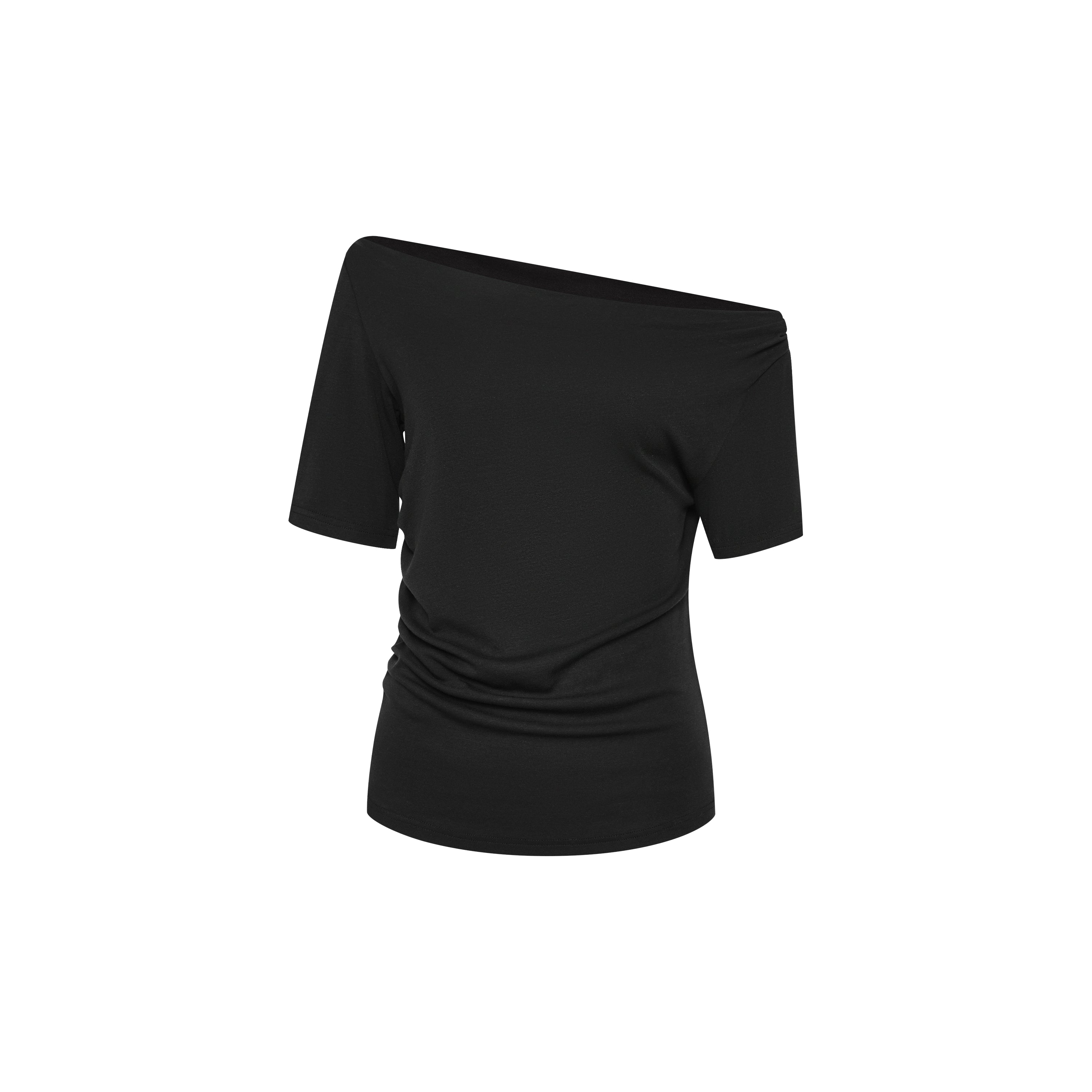 Northbutsouth Asymmetric Ruffle Hem Soft Fitted Top MISSTT