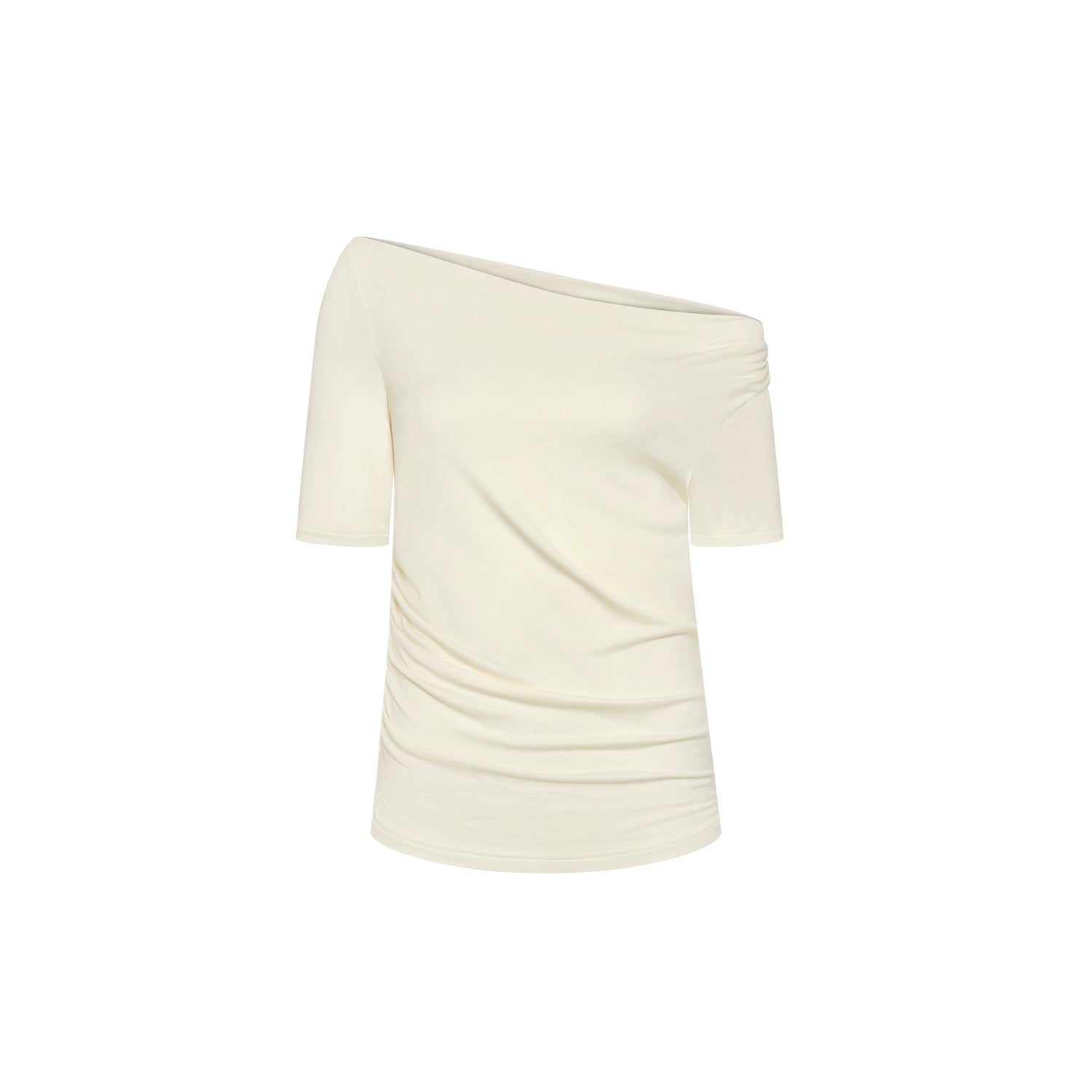 Northbutsouth Asymmetric Ruffle Hem Soft Fitted Top MISSTT