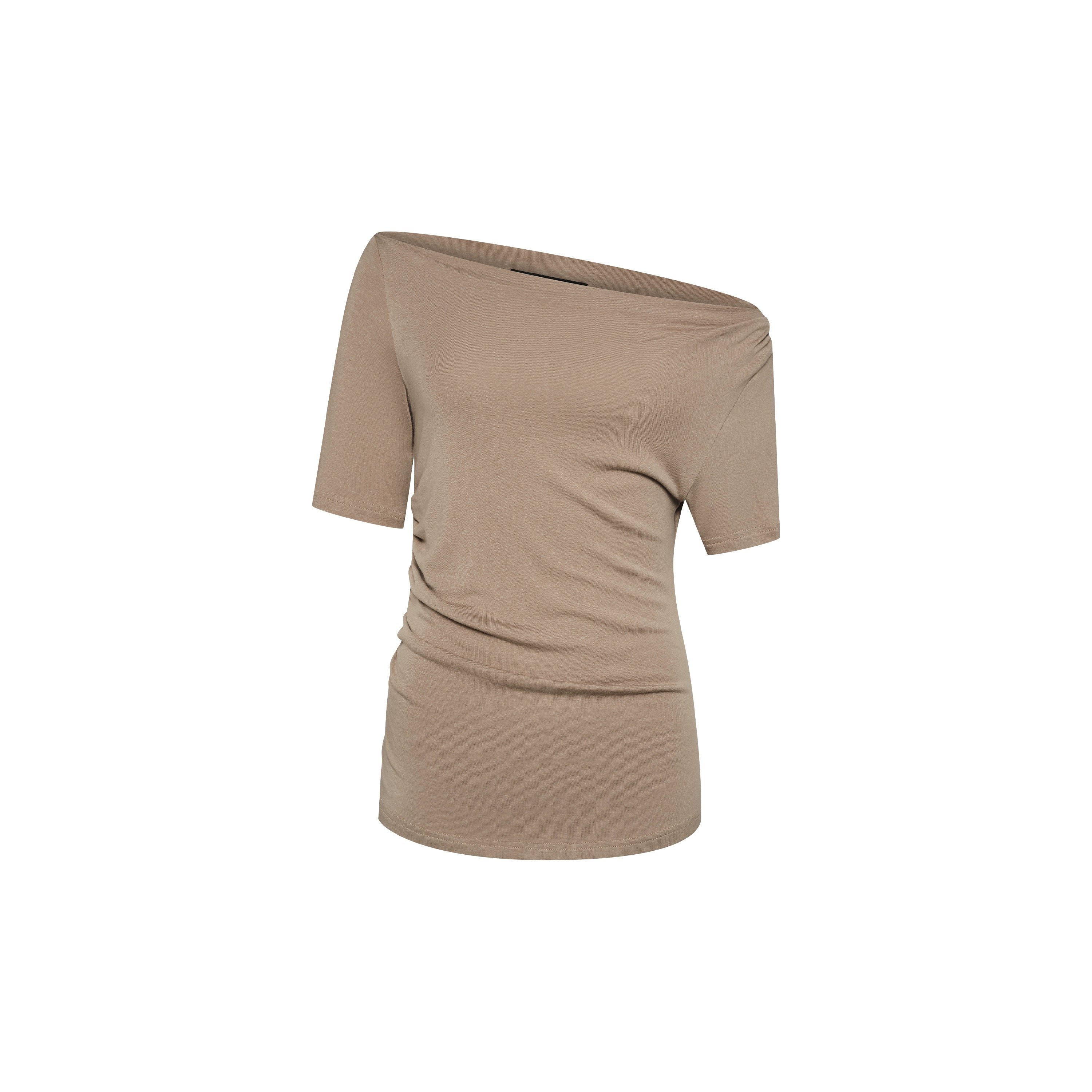 Northbutsouth Asymmetric Ruffle Hem Soft Fitted Top MISSTT
