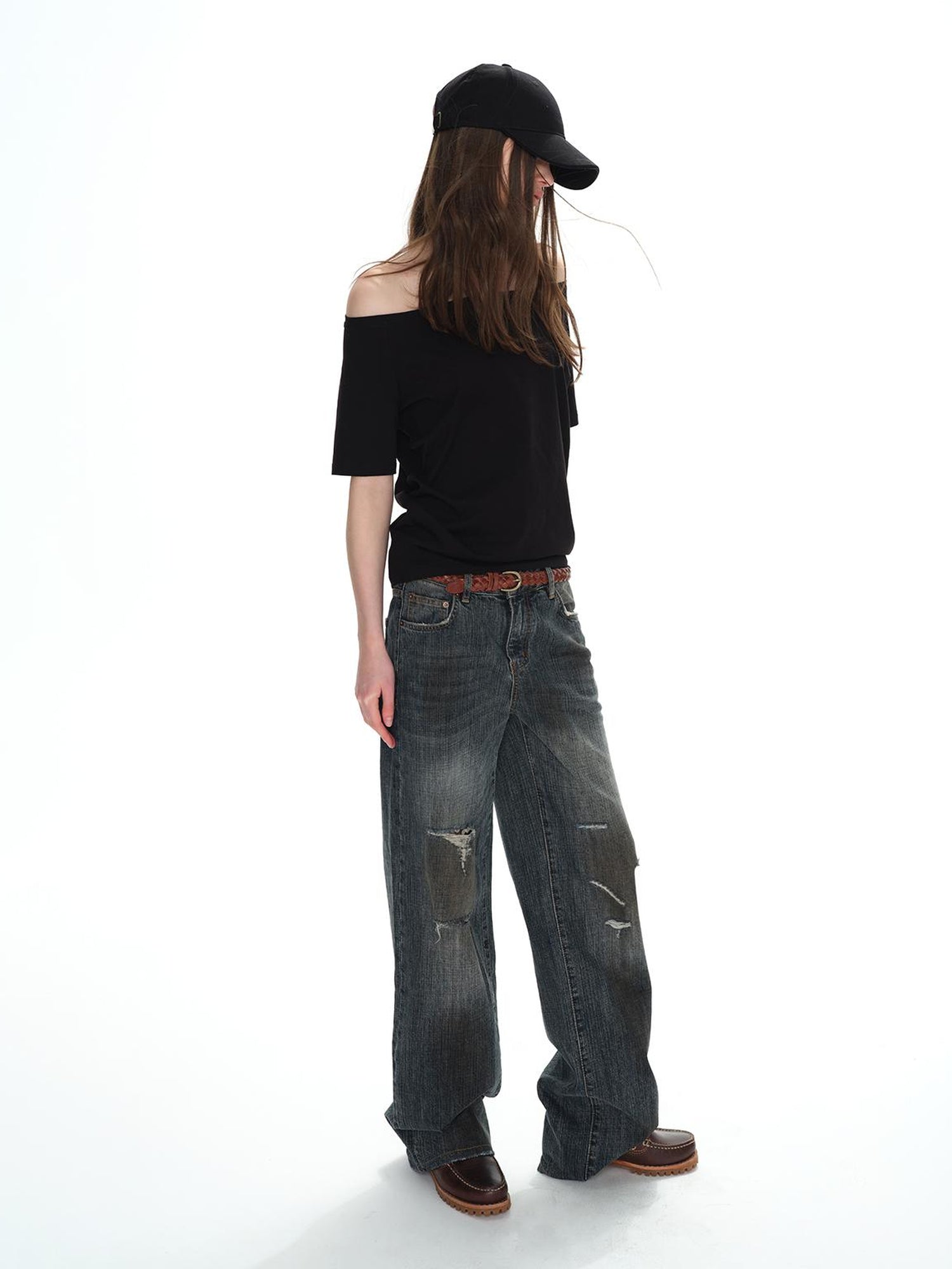 Northbutsouth Asymmetric Shoulder Stacked Two Way T-shirt