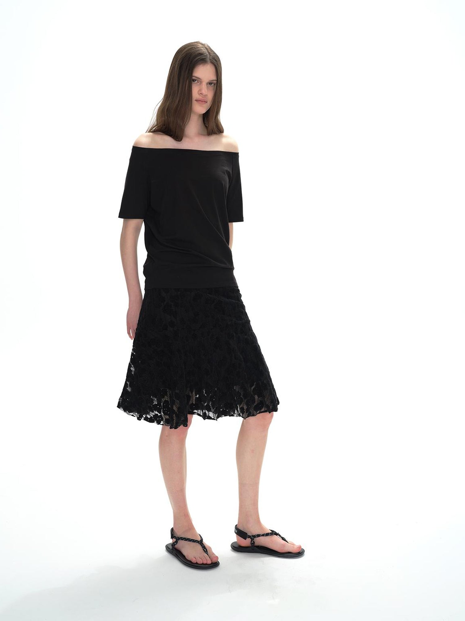 Northbutsouth Asymmetric Shoulder Stacked Two Way T-shirt