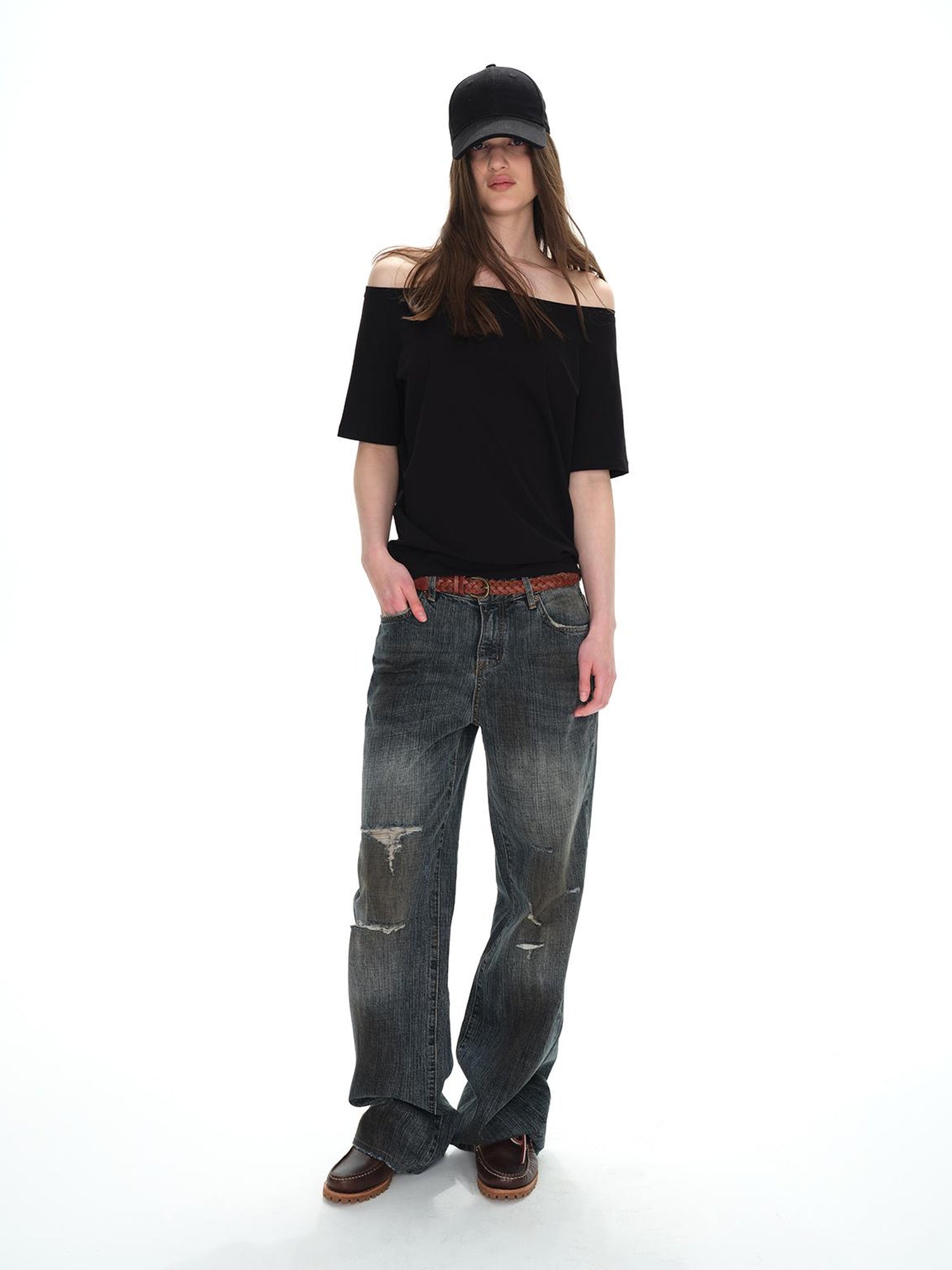 Northbutsouth Asymmetric Shoulder Stacked Two Way T-shirt