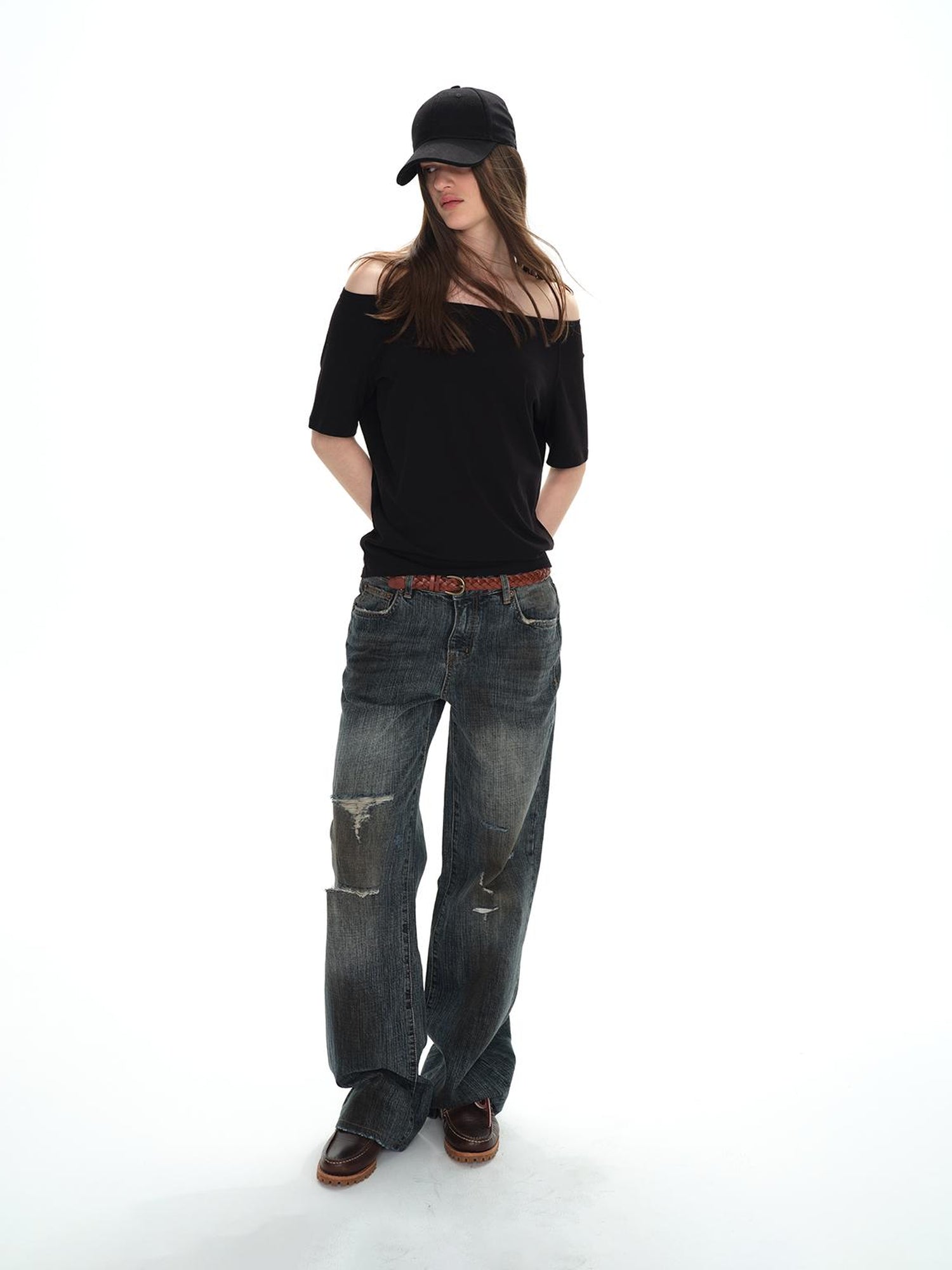 Northbutsouth Asymmetric Shoulder Stacked Two Way T-shirt