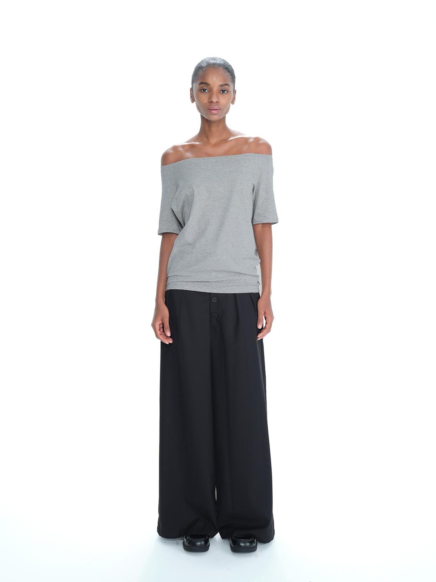 Northbutsouth Asymmetric Shoulder Stacked Two Way T-shirt