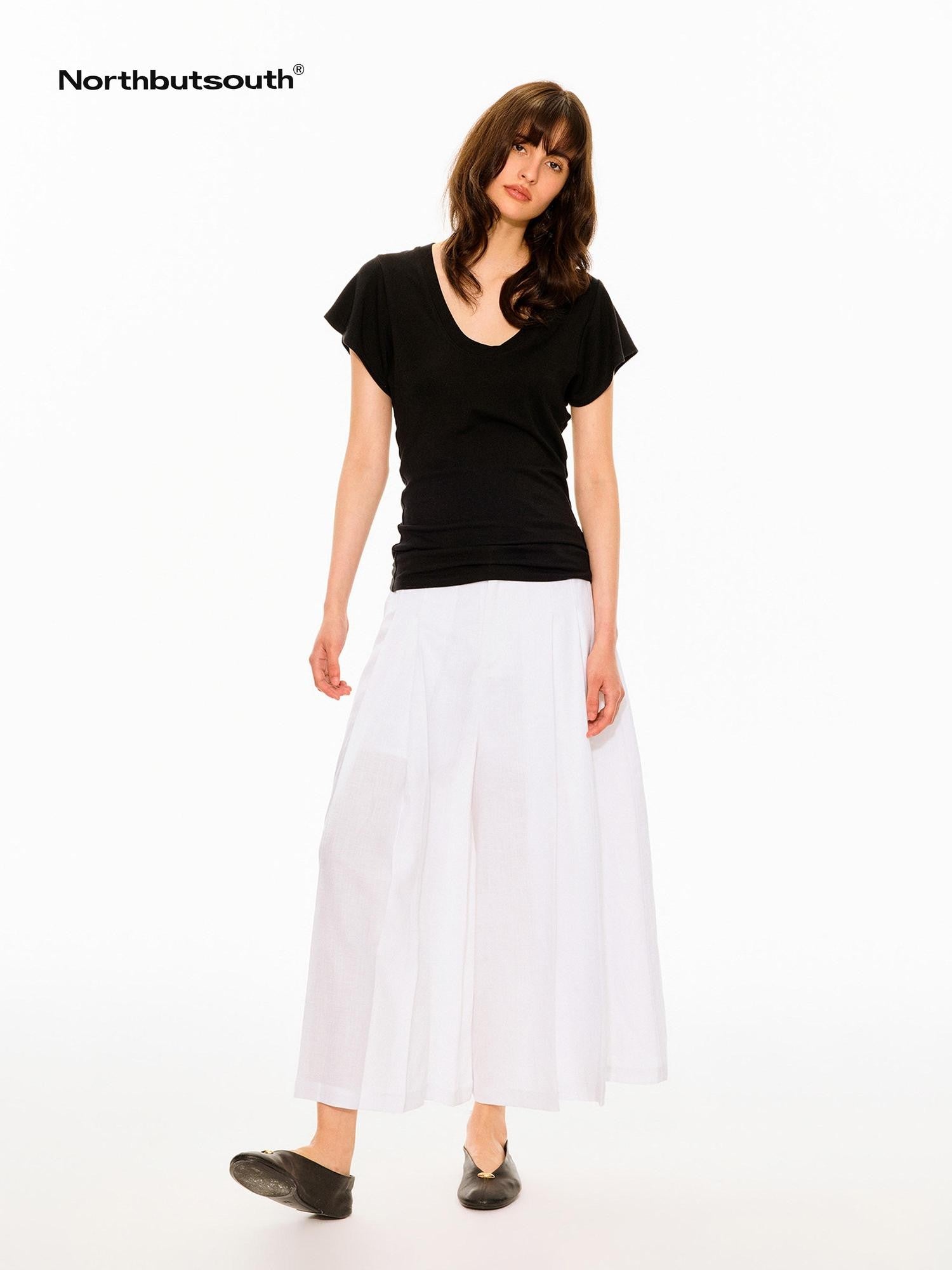 Northbutsouth Black And White Double Pleated Relaxed Women&