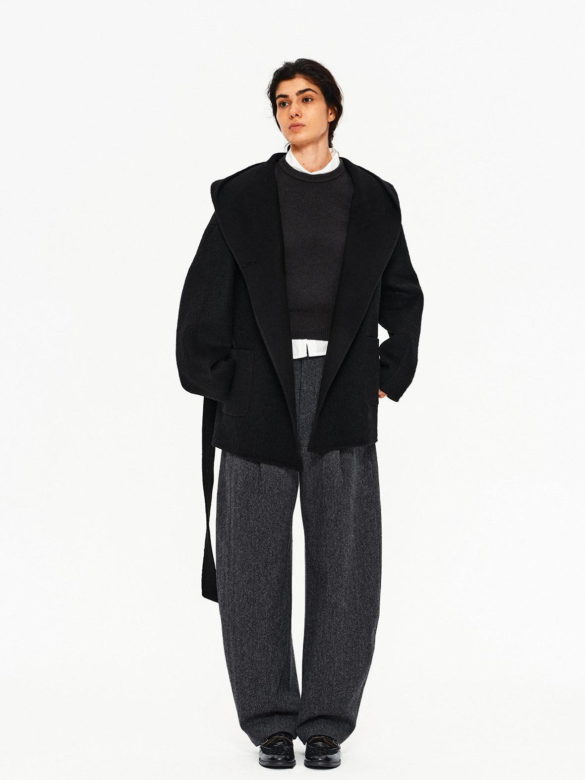 Northbutsouth Black Double Faced Hooded Women&