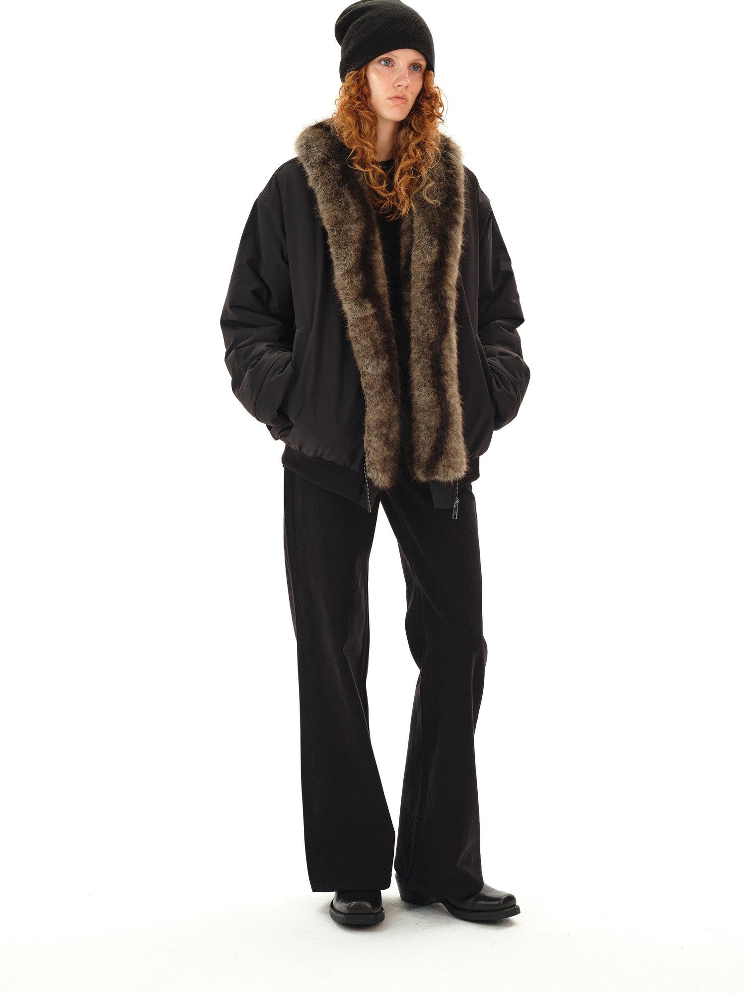 Northbutsouth Black Eco Reversible Lapel Mid Length Loose Women&
