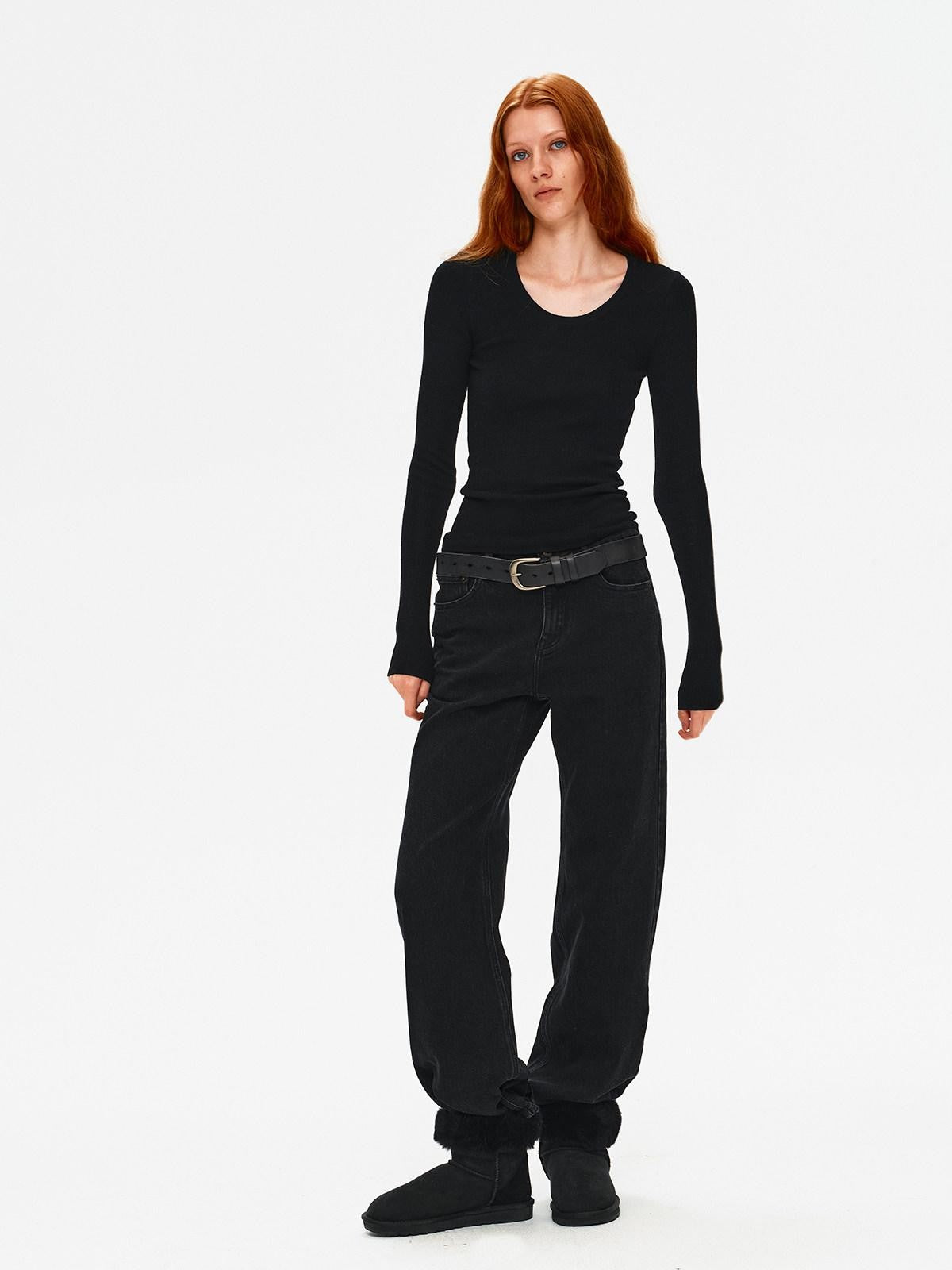 Northbutsouth Black Grey Vintage Washed Distressed Women&
