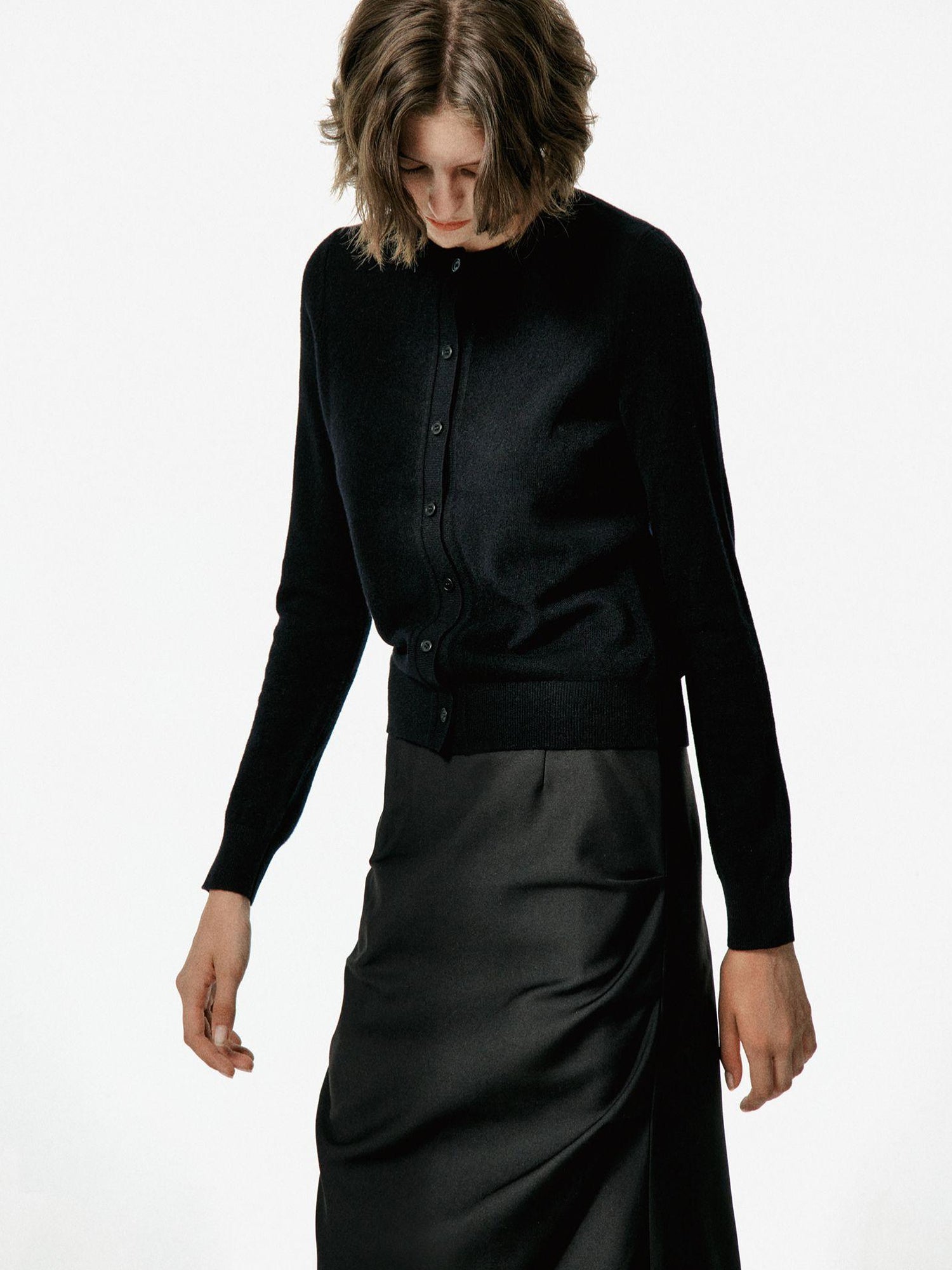 Northbutsouth Black Lace Bow Straight Midi Skirt