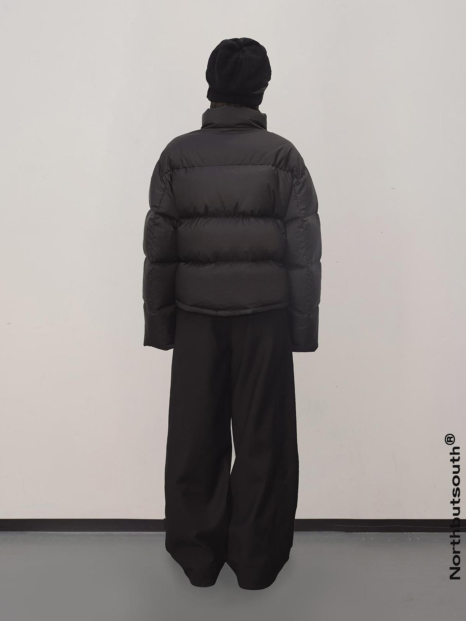 Northbutsouth Black Matte Collar Down Jacket With 300g White Duck Down