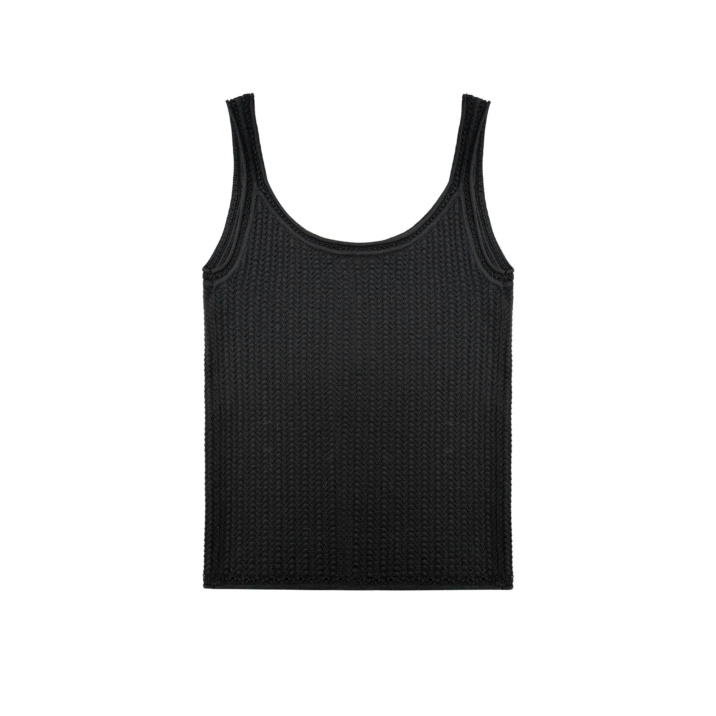 Northbutsouth_Black_Openwork_U_Neck_Slim_High_Stretch_Women&