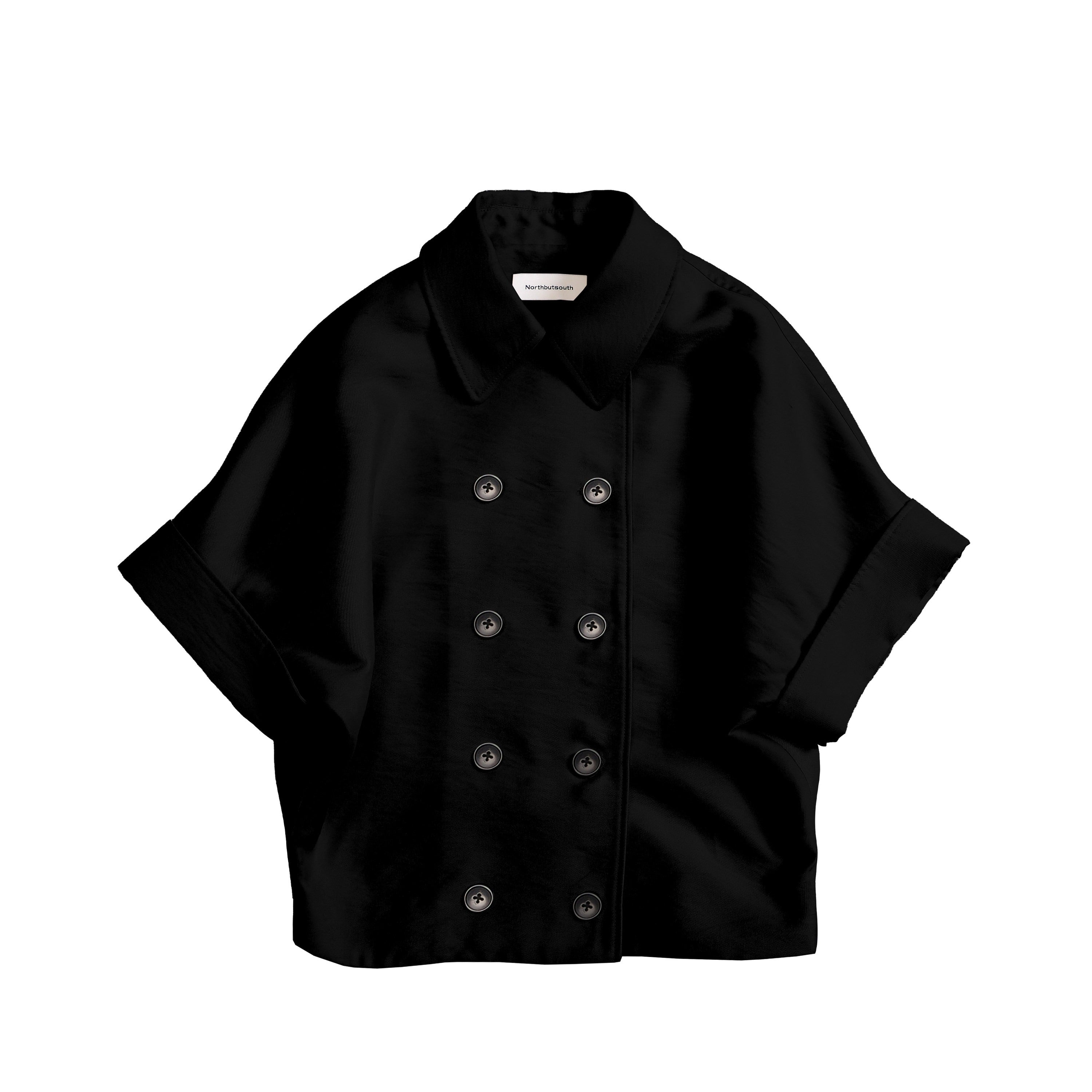 Northbutsouth_Black_White_Double_Breasted_Lapel_Twill_Texture_Women&