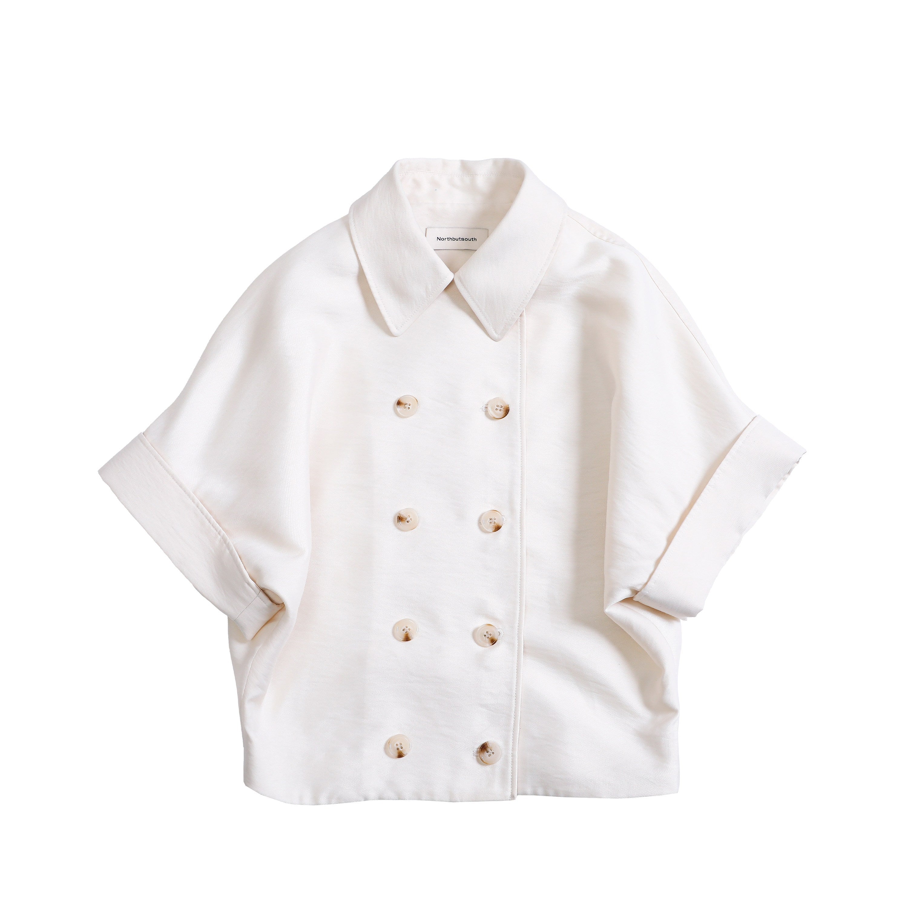 Northbutsouth_Black_White_Double_Breasted_Lapel_Twill_Texture_Women&