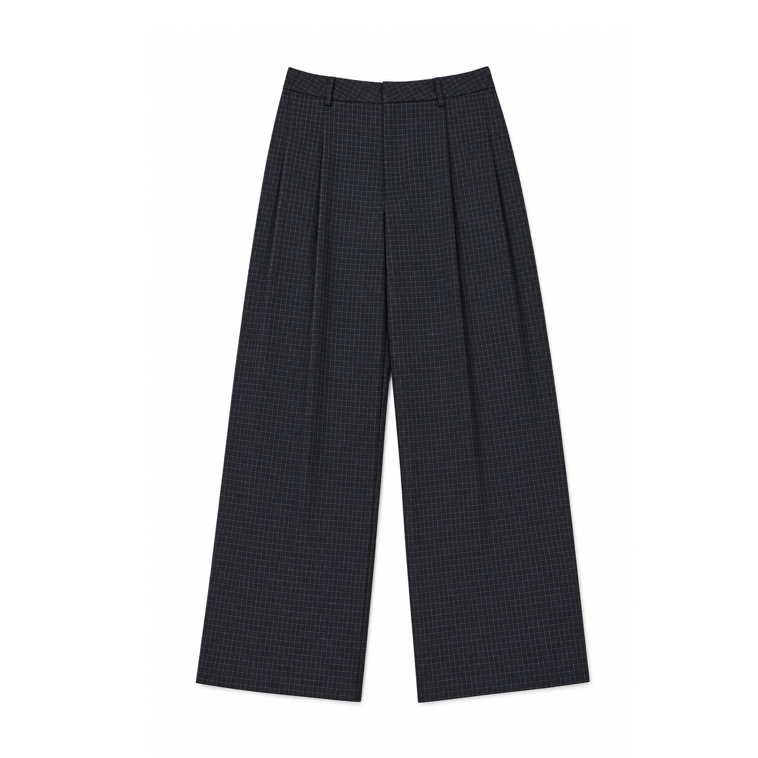 Northbutsouth_Black_White_Micro_Check_Single_Pleat_Women&