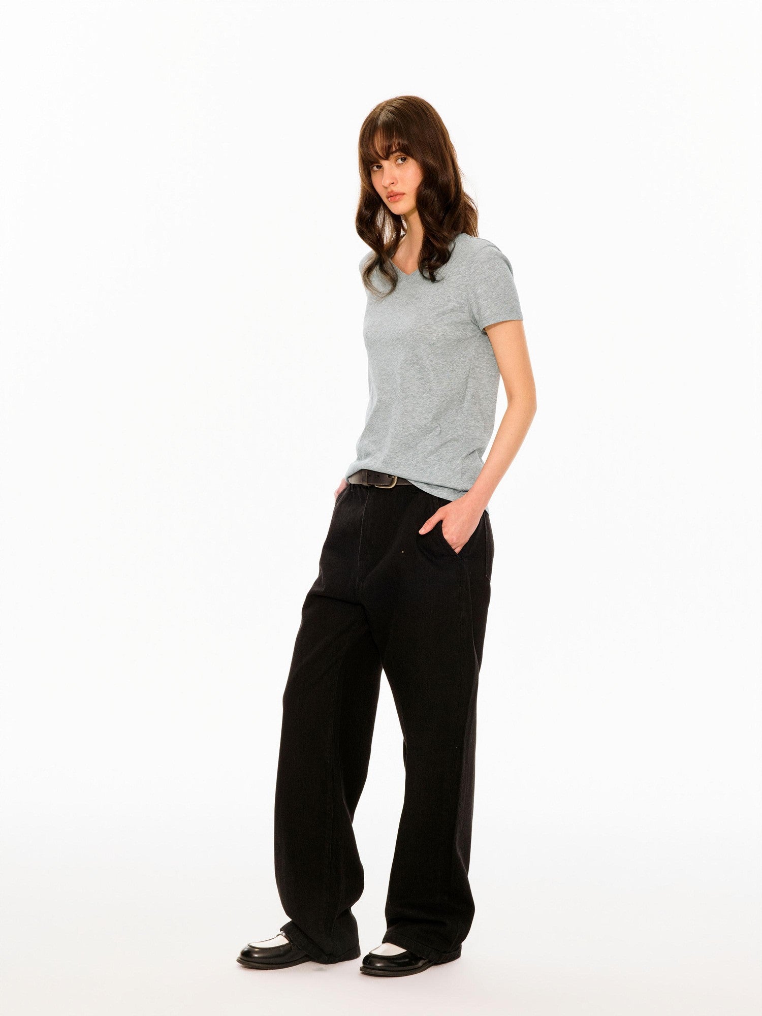 Northbutsouth Black White Washed Slanted Pockets Women&