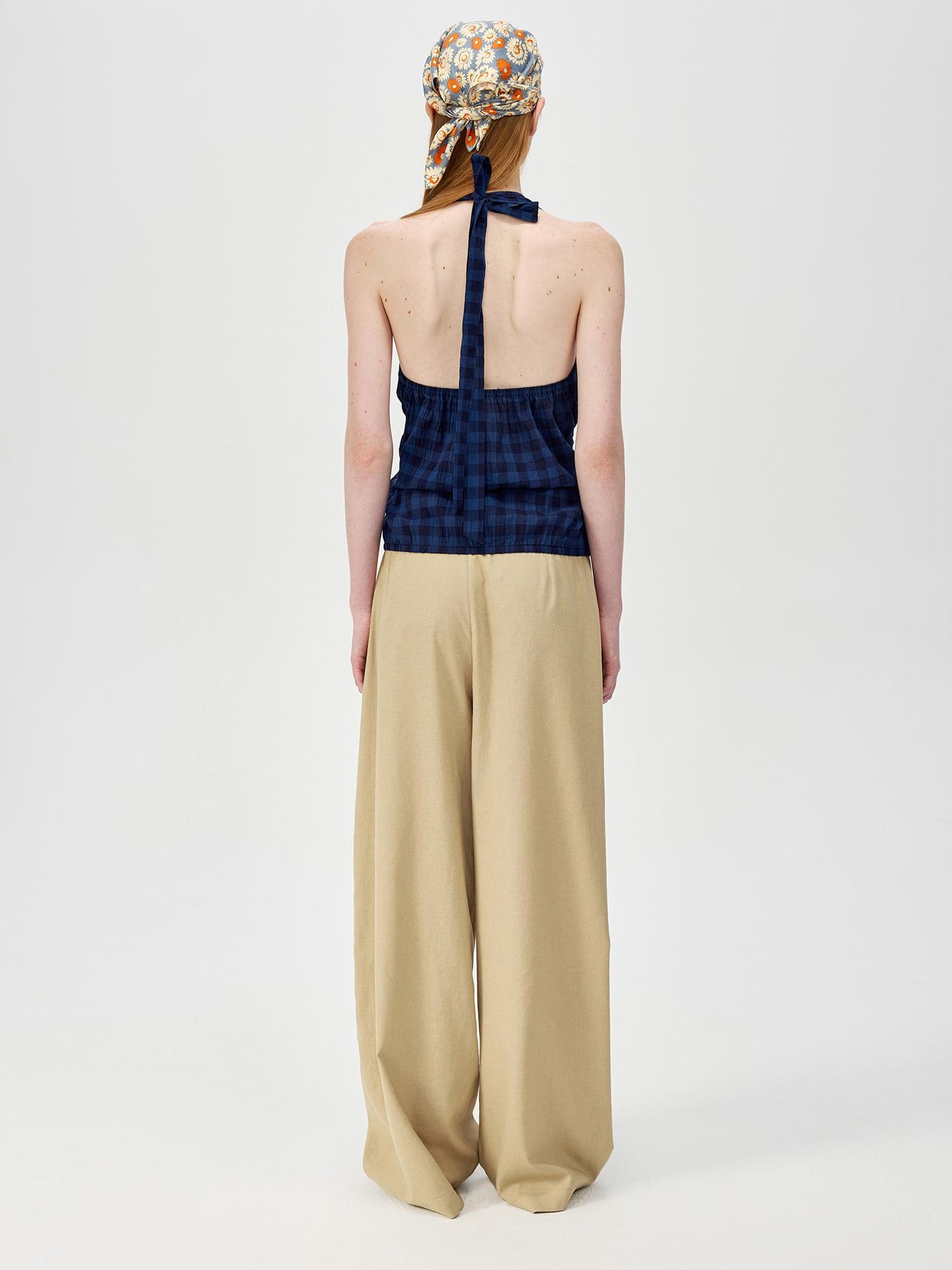 Northbutsouth Blue Floral Print Hemp Bandana Scarf For Multi Way Wear