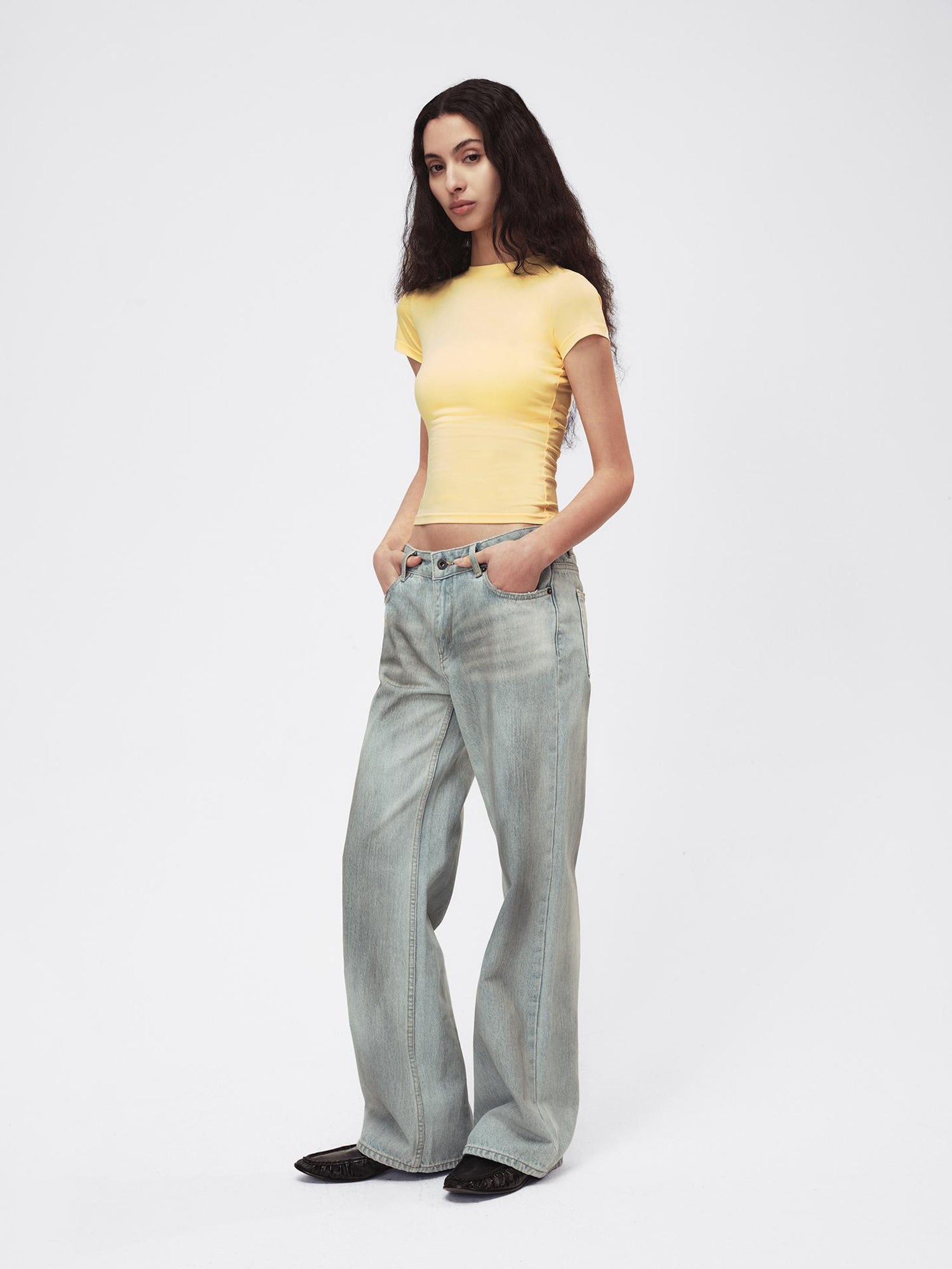 Northbutsouth Blue Water Washed Straight Leg Mid Low Rise Jeans