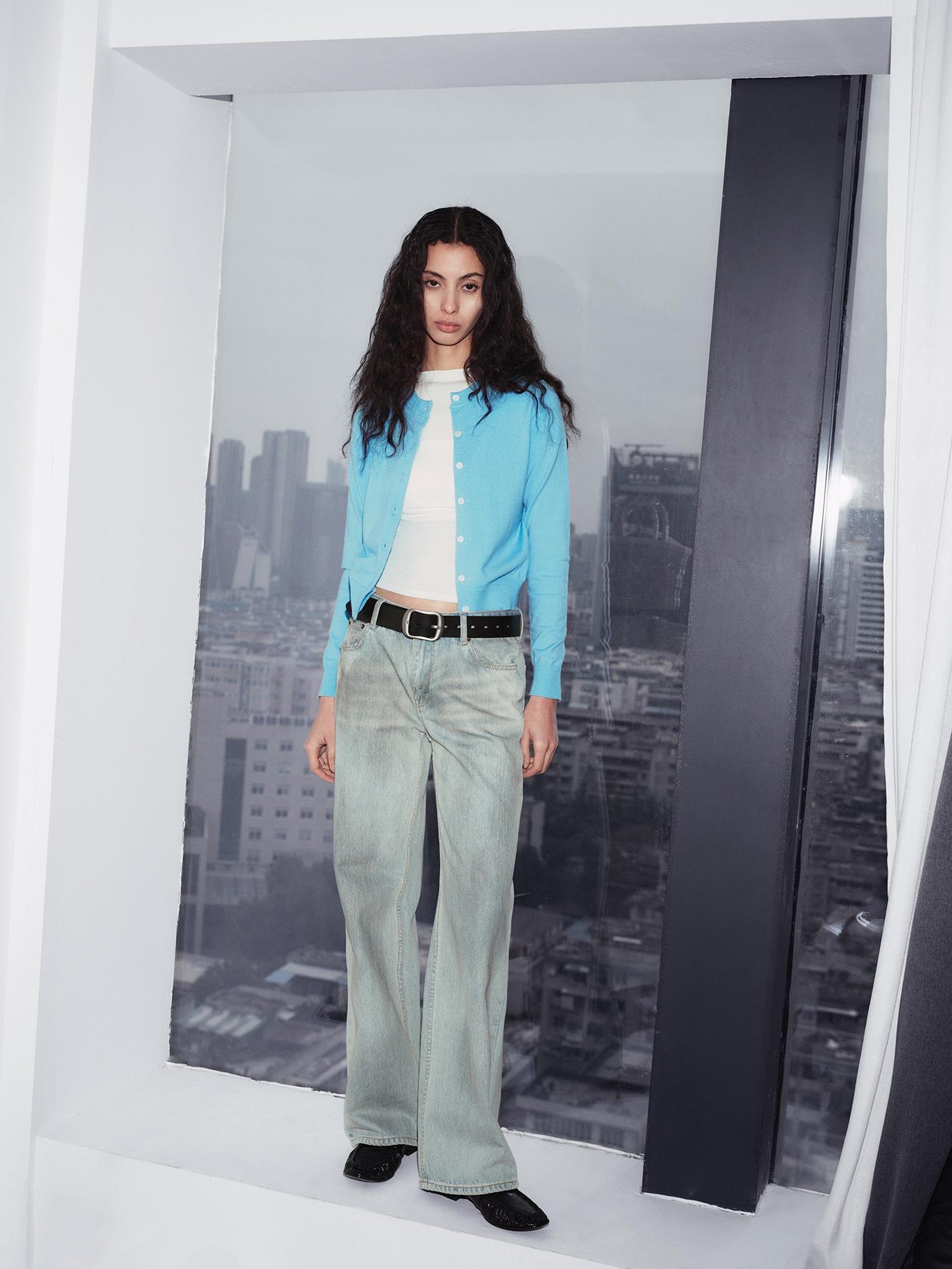 Northbutsouth Blue Water Washed Straight Leg Mid Low Rise Jeans