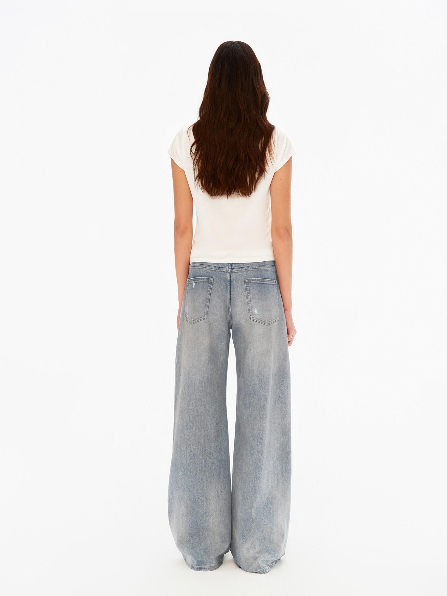 Northbutsouth Chalk Blue Washed Whisker Distressed Women&
