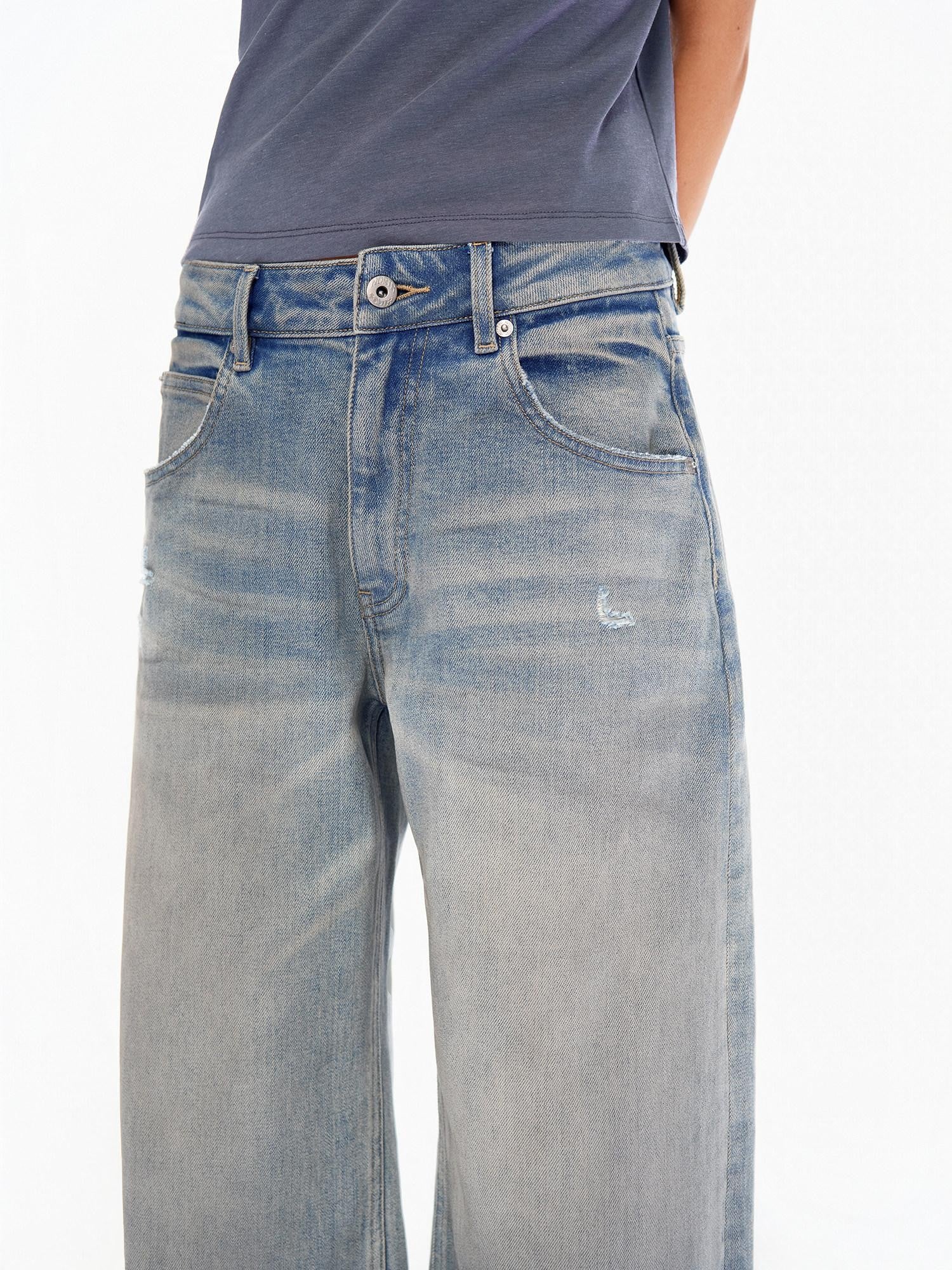 Northbutsouth Chalk Blue Washed Whisker Distressed Women&