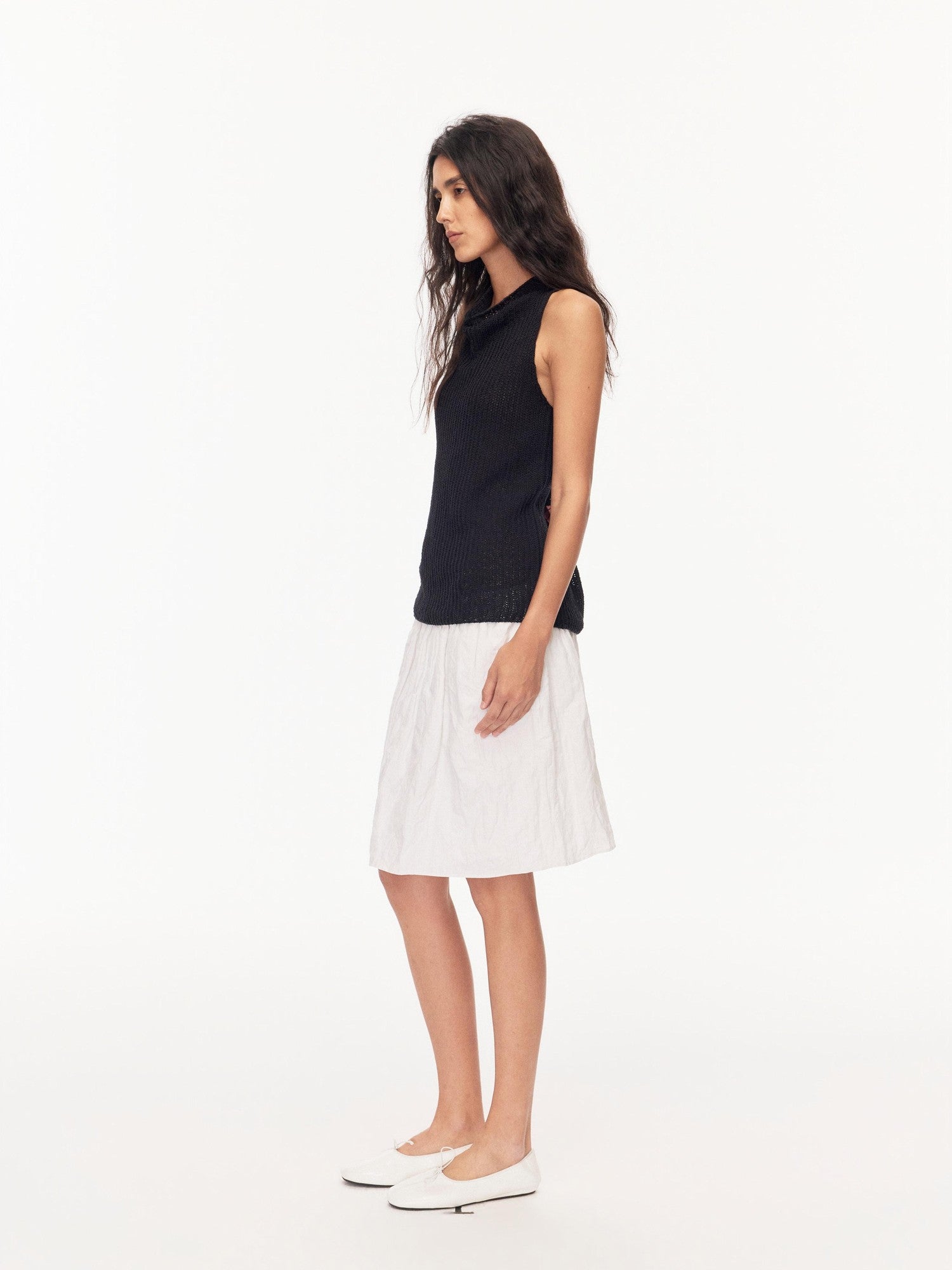 Northbutsouth Chunky Ribbed Breathable Scoop Neck Slim Fit Women&