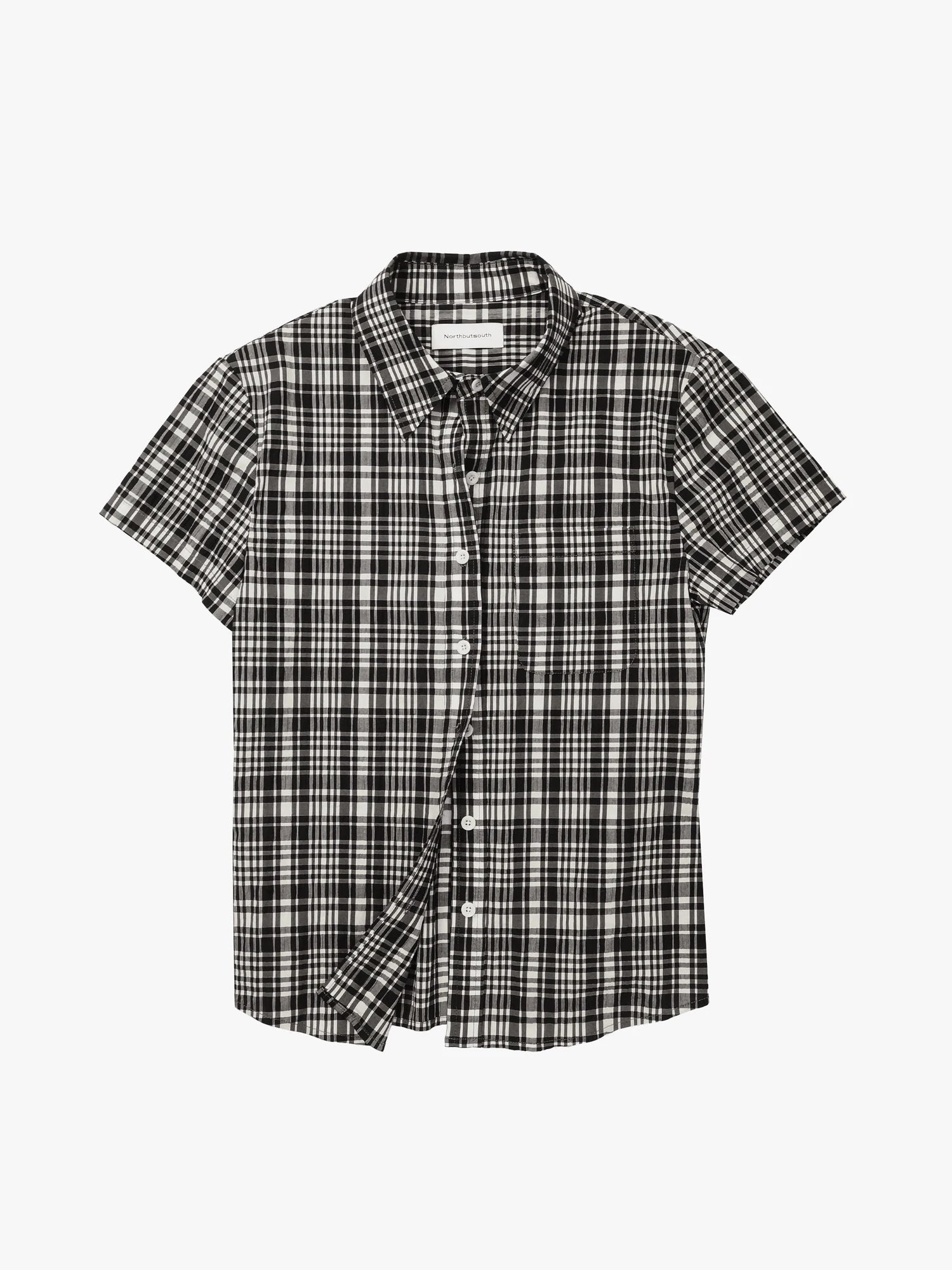 Classic Black And White Check Texture Short Sleeve Shirt And Jumper Set