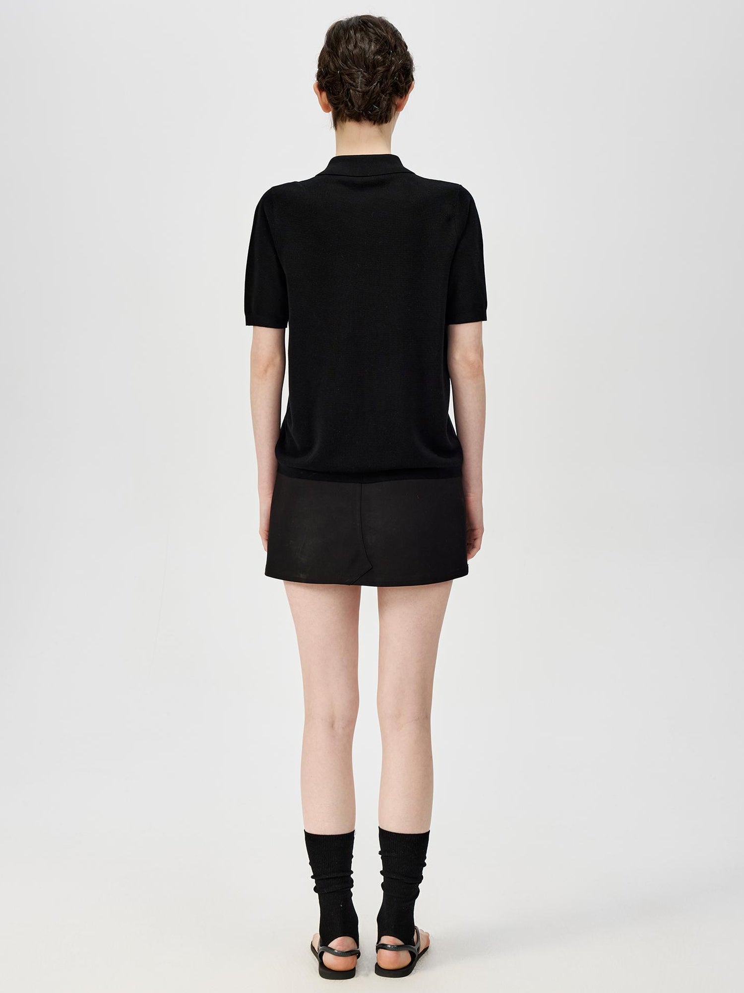 Northbutsouth Classic Black White Polo Collar Knit Top