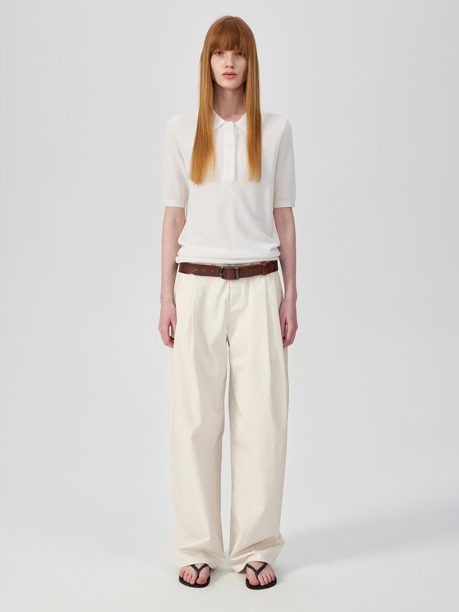 Northbutsouth Classic Black White Polo Collar Knit Top