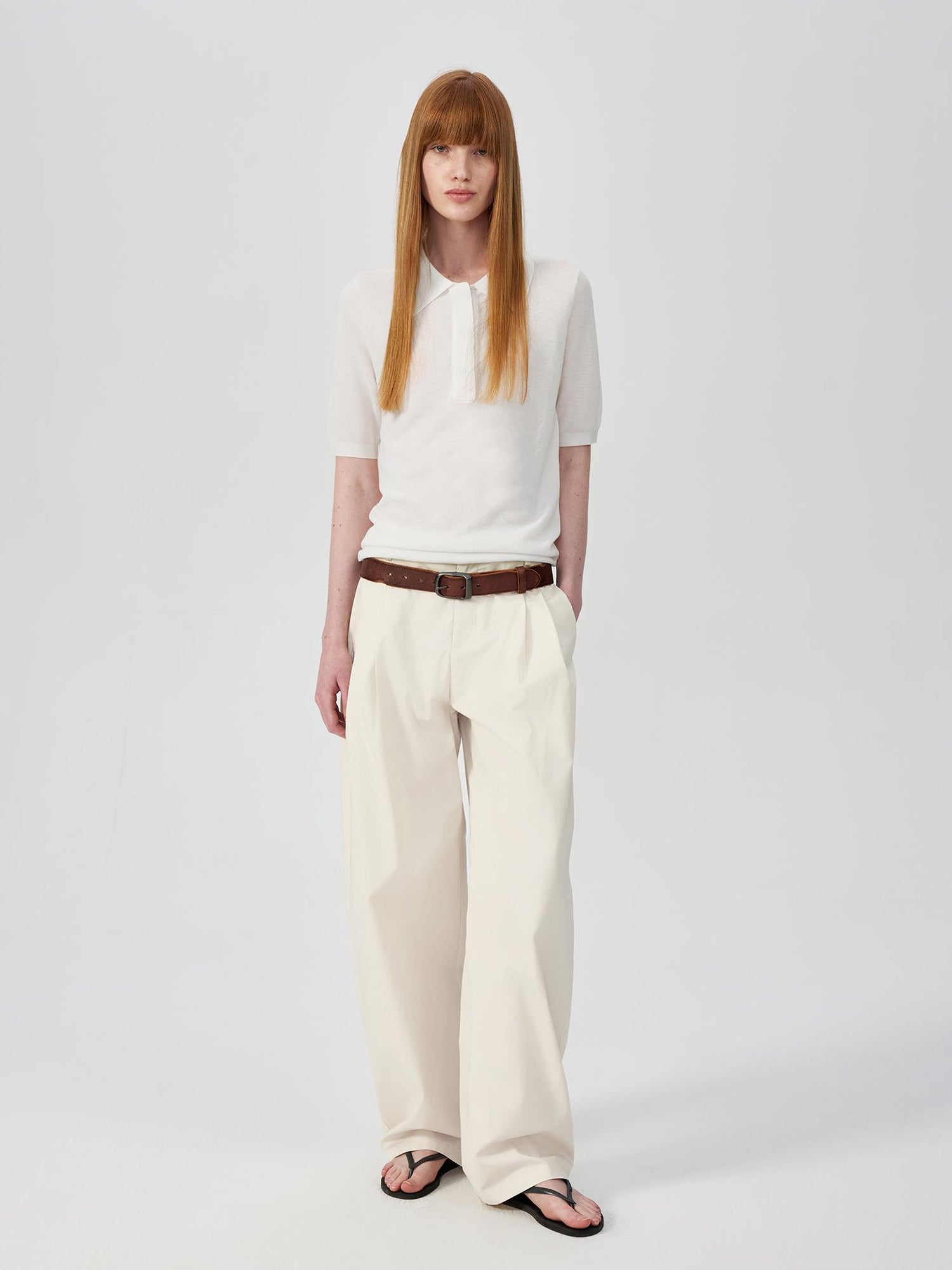 Northbutsouth Classic Black White Polo Collar Knit Top