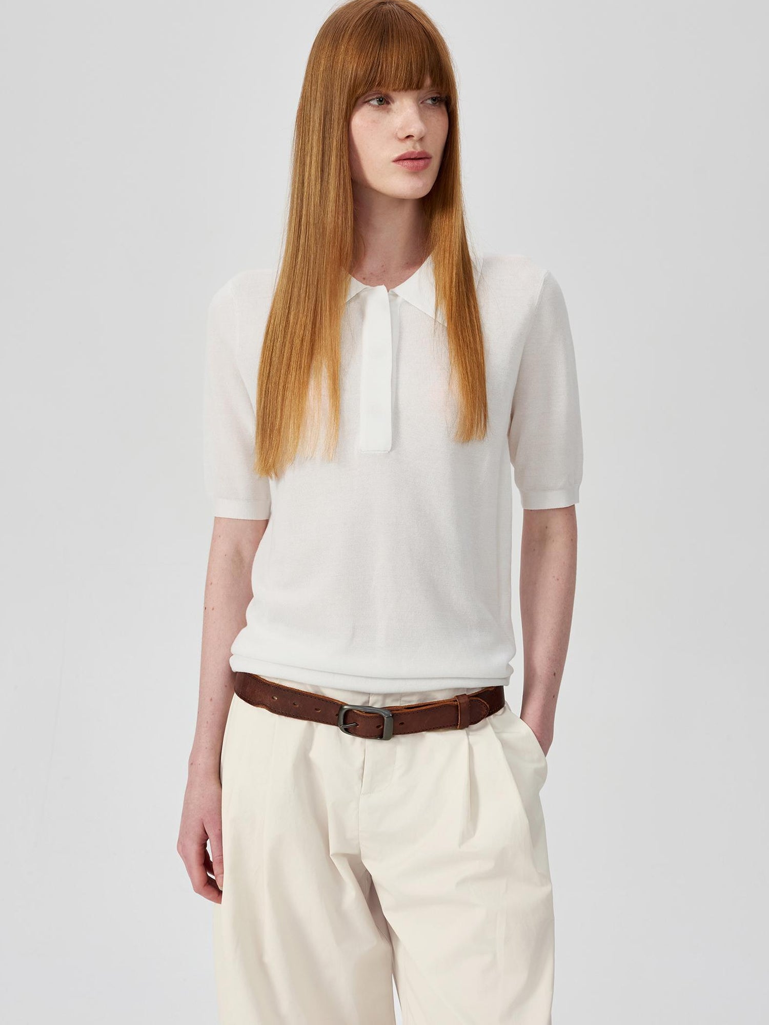 Northbutsouth Classic Black White Polo Collar Knit Top