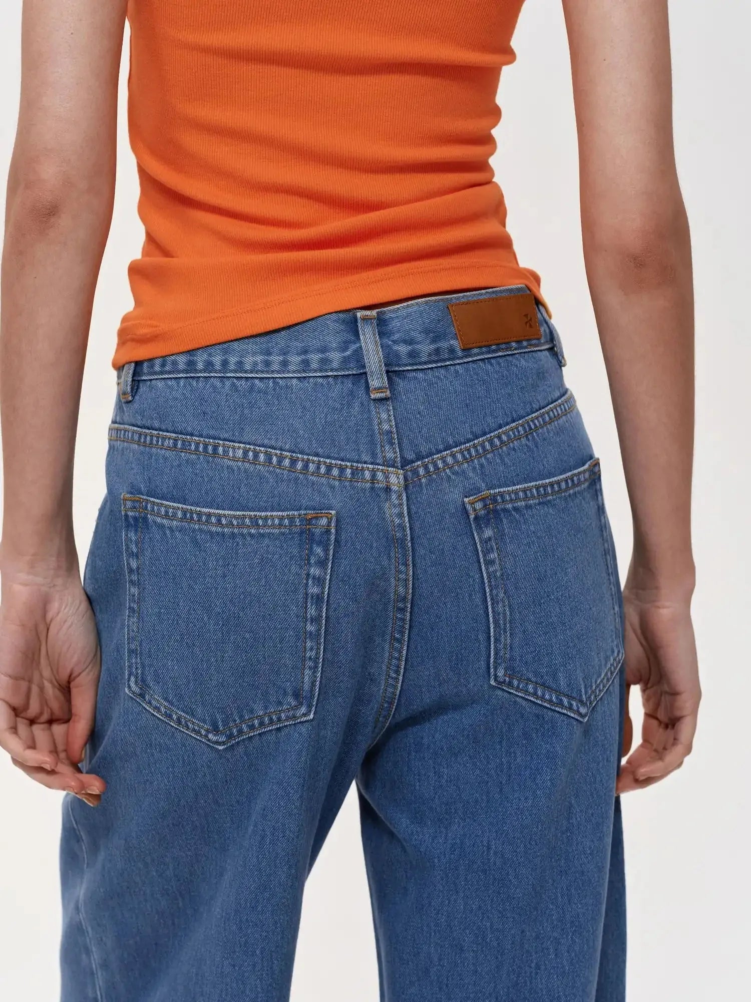 Classic Blue Straight Leg Low Rise Casual Denim Pants