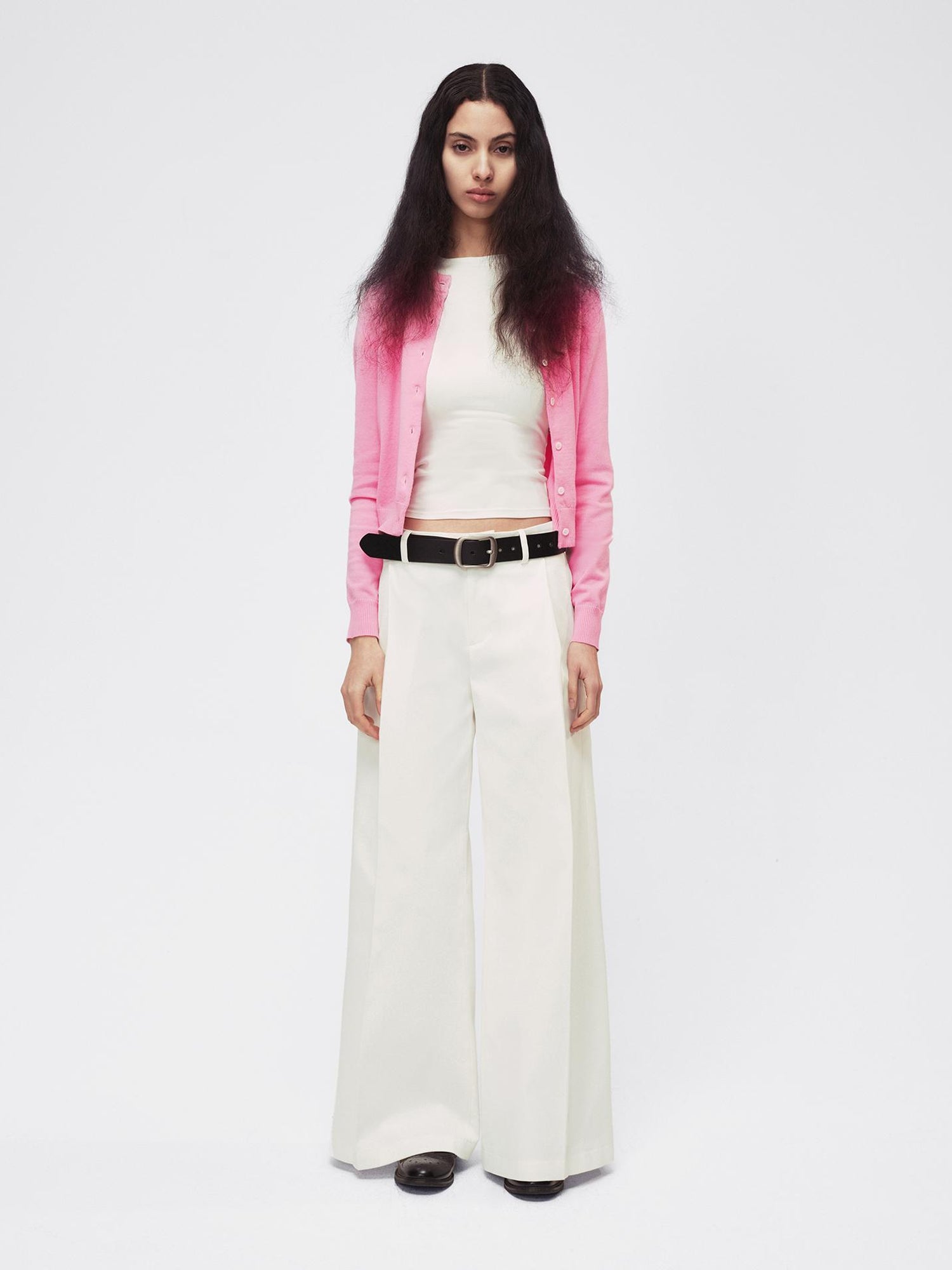 Northbutsouth Classic Contrast Mother Of Pearl Button Lightweight Wool Cardigan