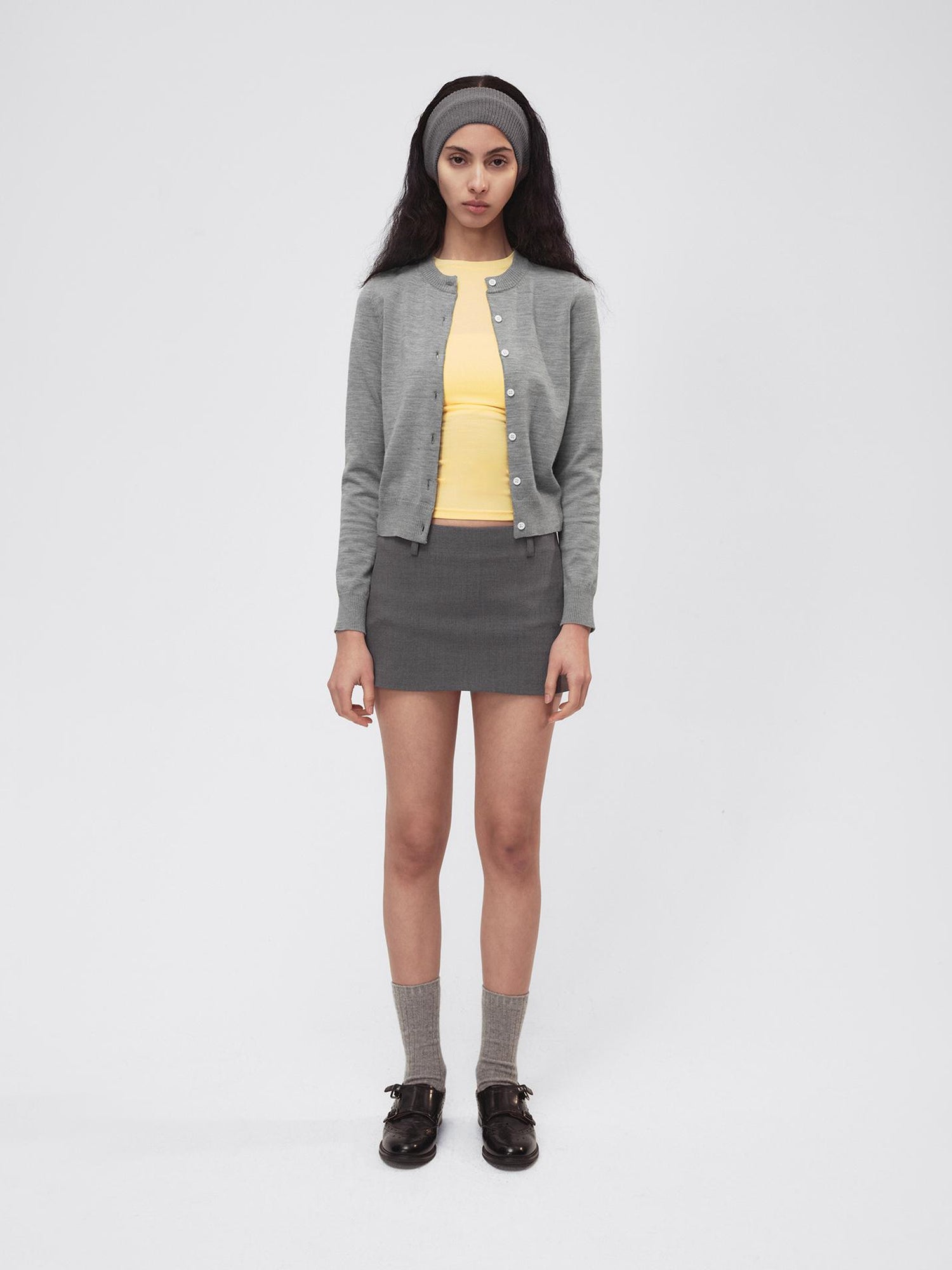 Northbutsouth Classic Contrast Mother Of Pearl Button Lightweight Wool Cardigan