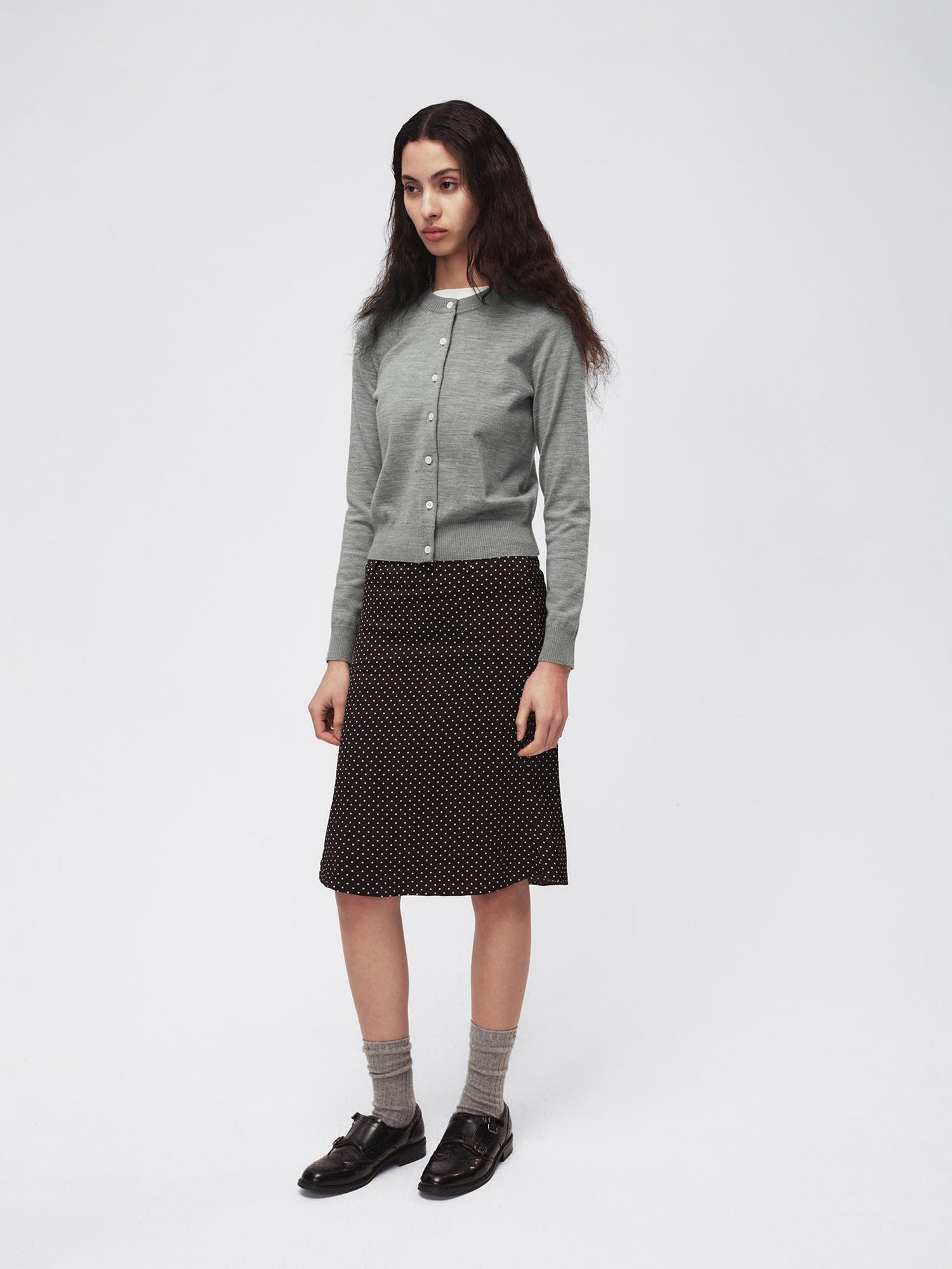 Northbutsouth Classic Contrast Mother Of Pearl Button Lightweight Wool Cardigan