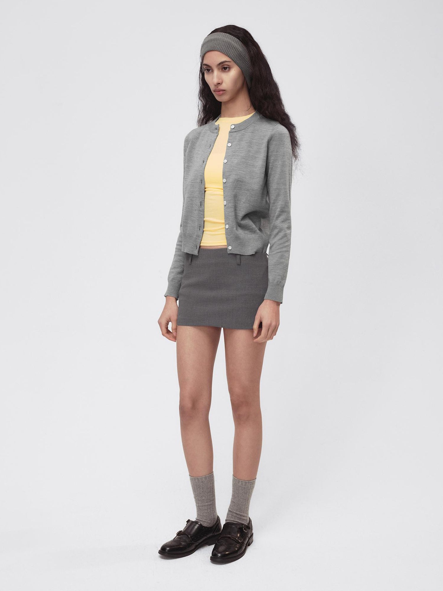 Northbutsouth Classic Contrast Mother Of Pearl Button Lightweight Wool Cardigan