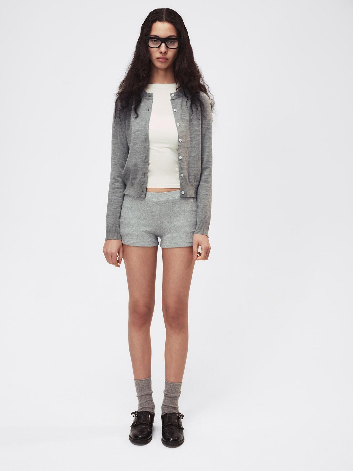 Northbutsouth Classic Contrast Mother Of Pearl Button Lightweight Wool Cardigan