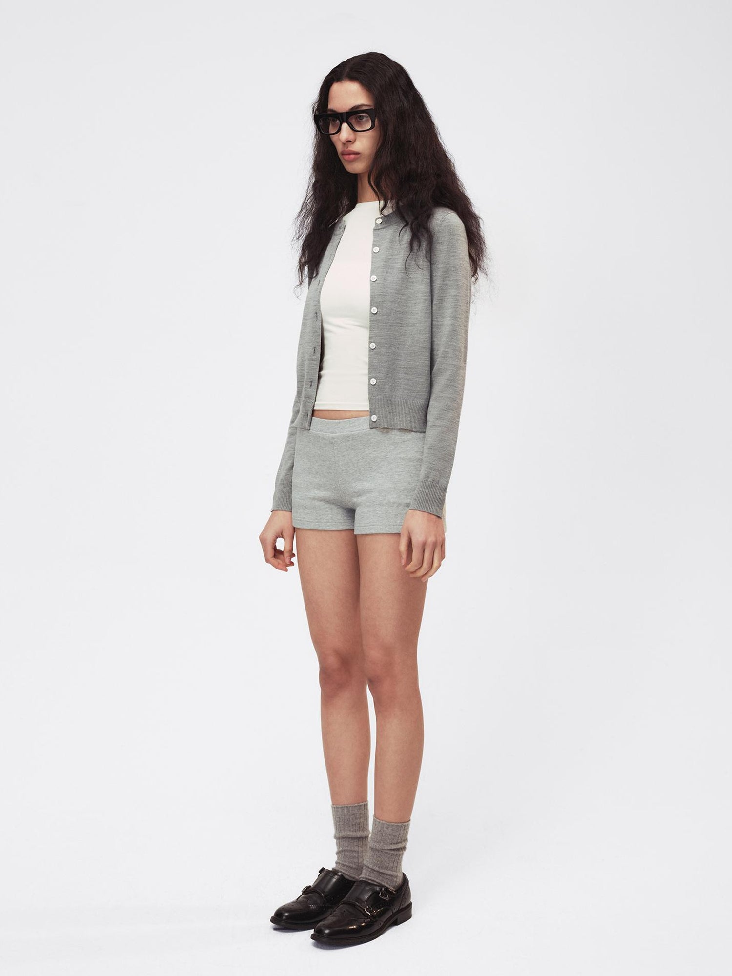 Northbutsouth Classic Contrast Mother Of Pearl Button Lightweight Wool Cardigan
