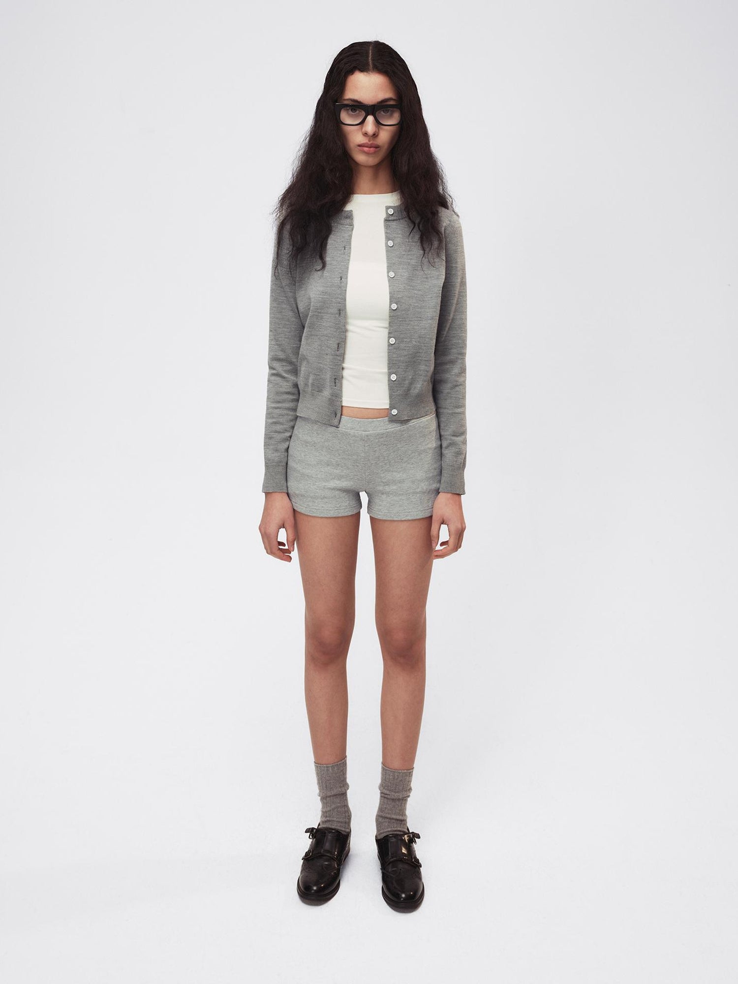 Northbutsouth Classic Contrast Mother Of Pearl Button Lightweight Wool Cardigan