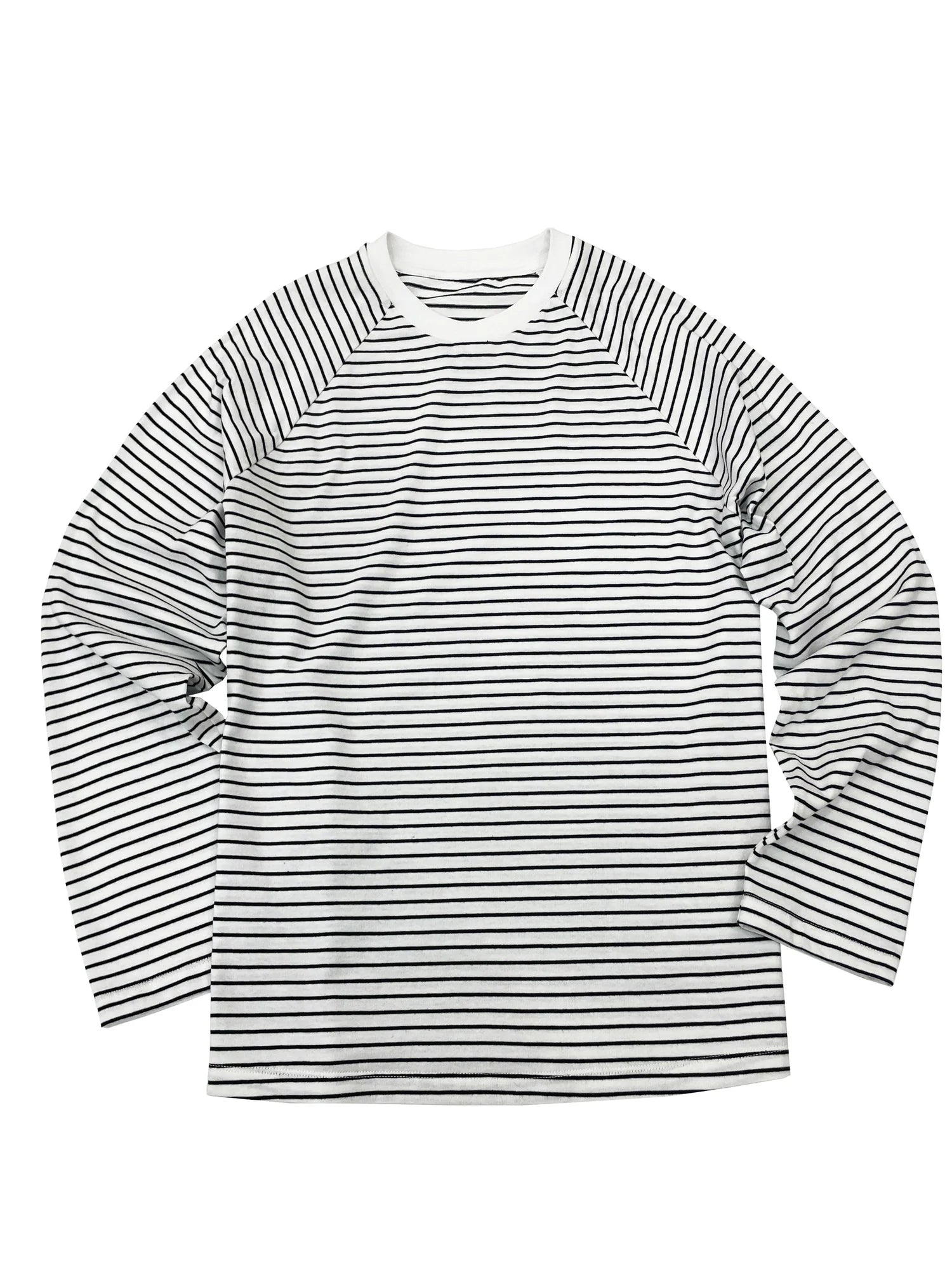 Classic Crew Neck Raglan Sleeve Striped Relaxed Fit T Shirt