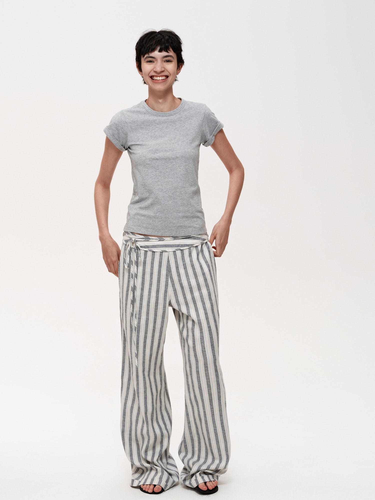 Northbutsouth Classic Crew Neck Turn Up Sleeve Fitted T-shirt Multiple Colors