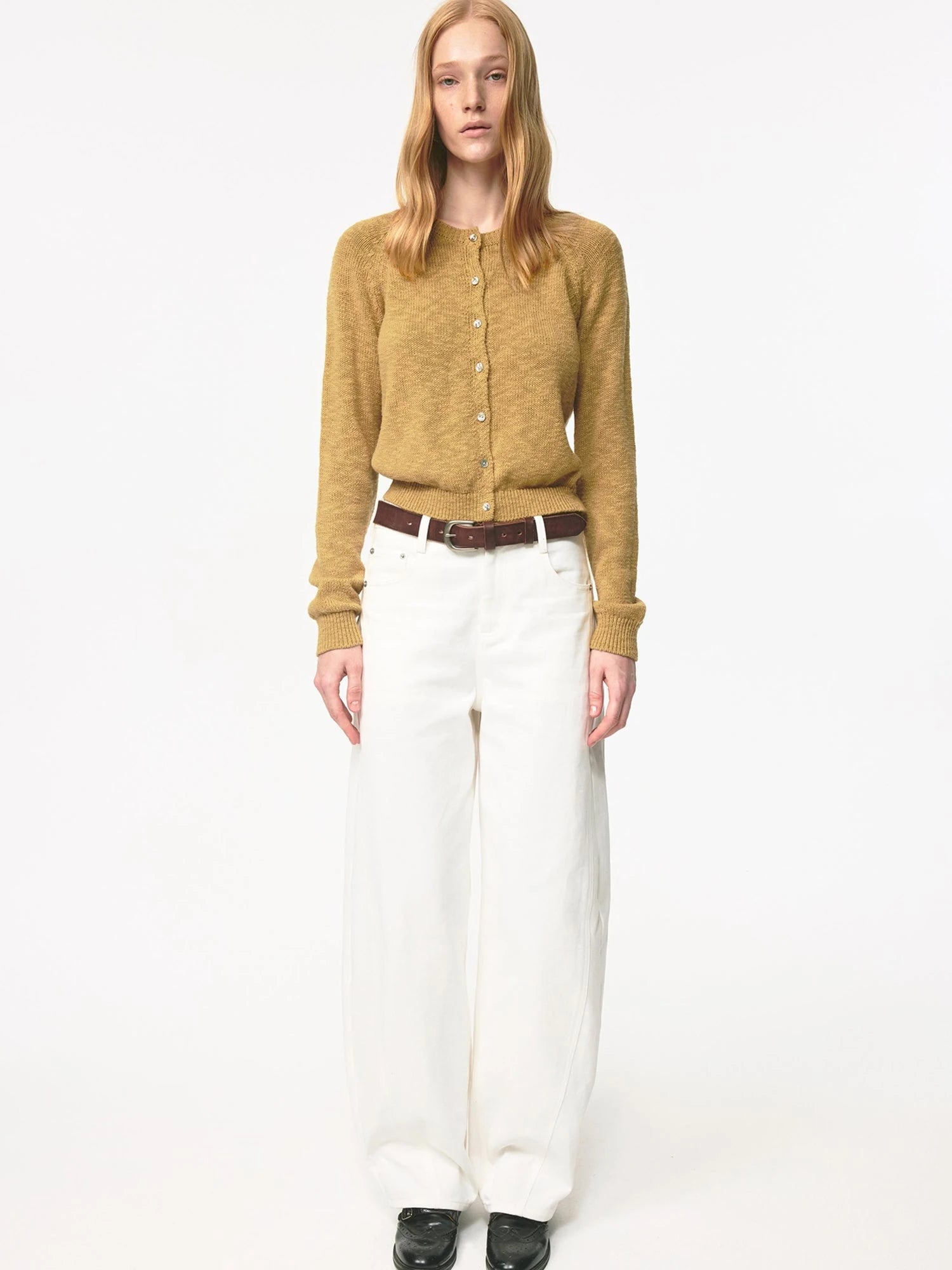 Classic Crewneck Textured Raglan Sweater Cardigan